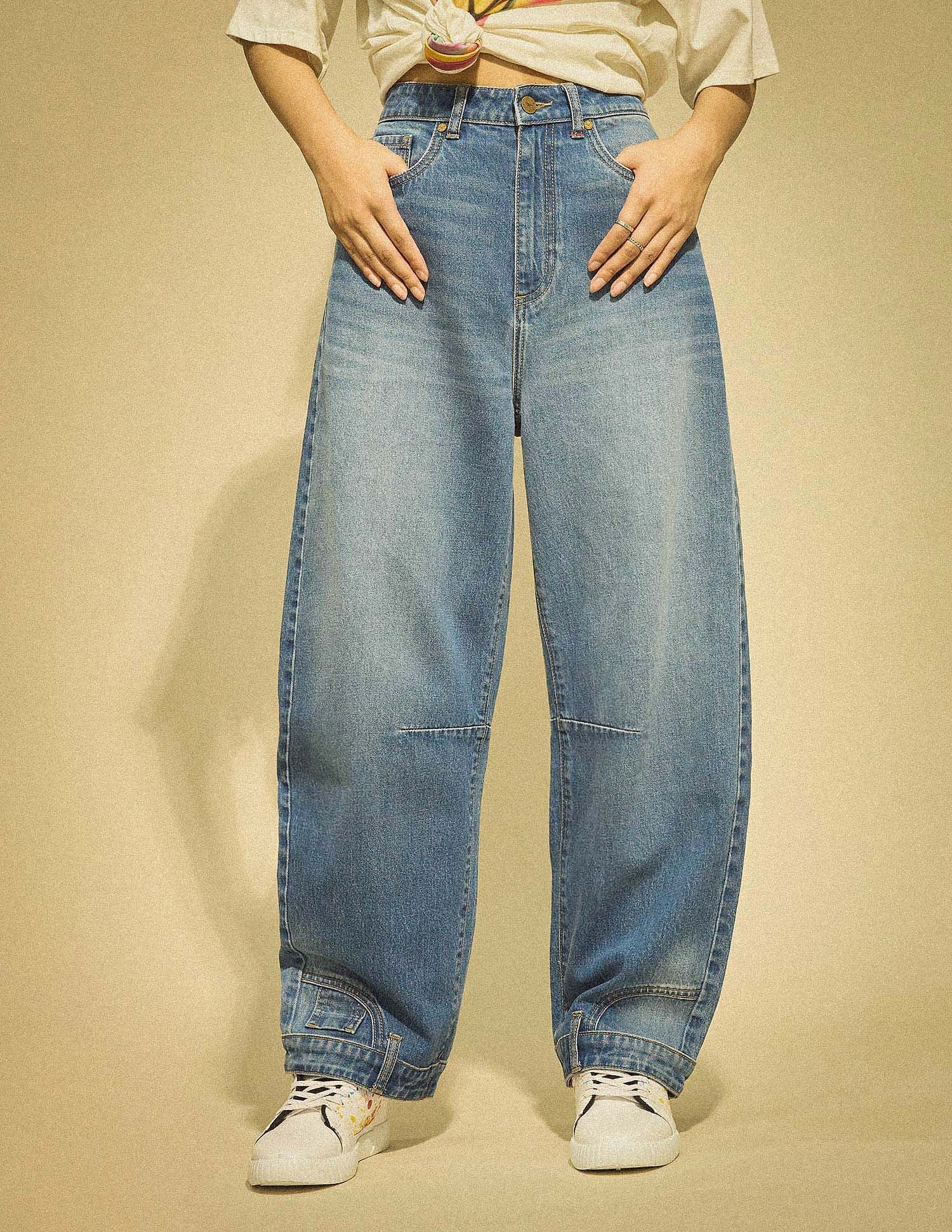 Flying Machine Women K-Street X Upside Down Baggy Balloon Tinted Jeans