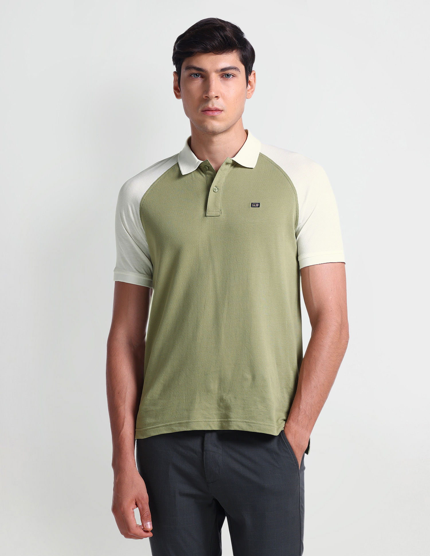 Arrow Sports Colour Block Cotton Polo Shirt