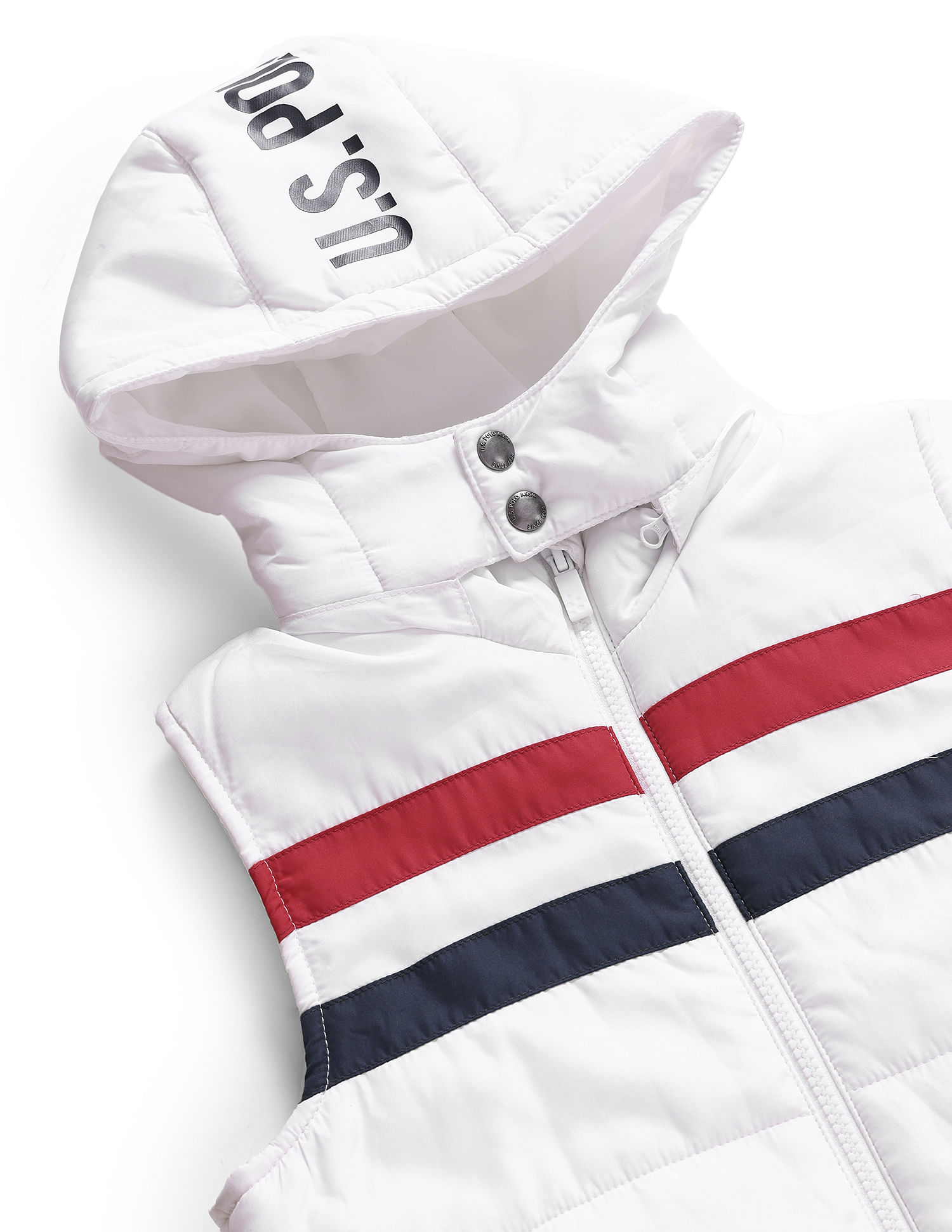 U.S. Polo Assn. Kids Sleeveless Horizontal Stripe Puffer Jacket