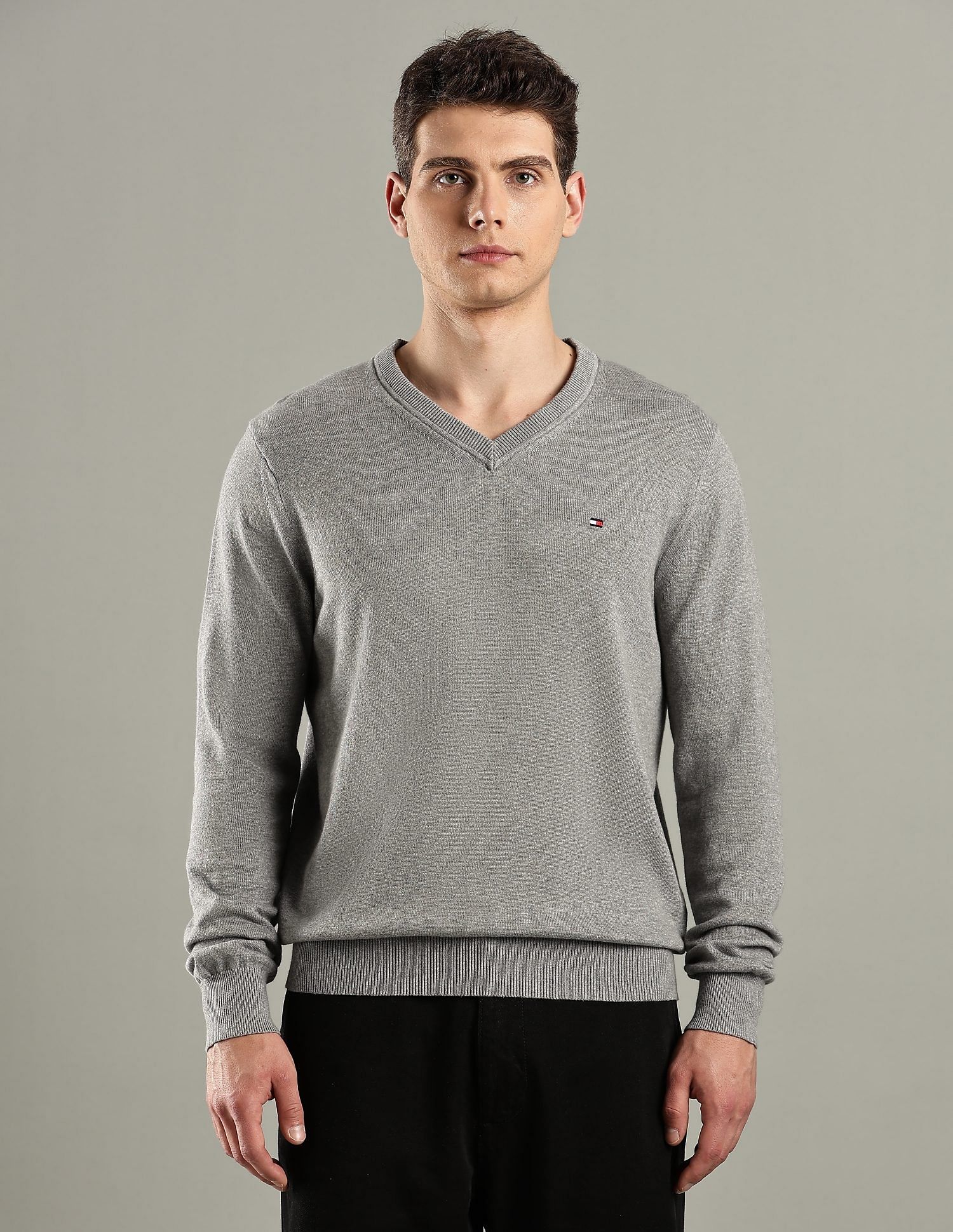 Tommy Hilfiger Solid Regular-Fit Cotton Sweater