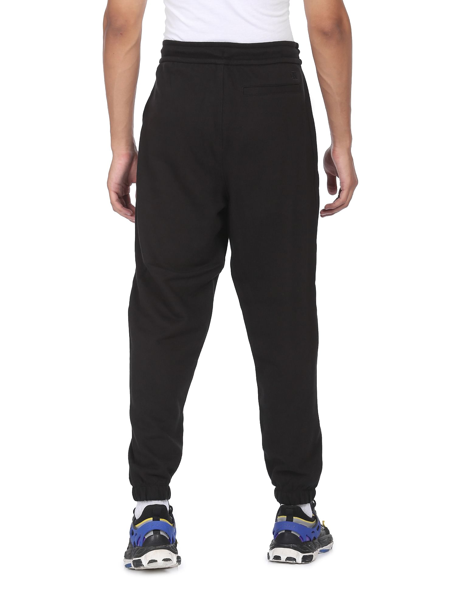 Calvin Klein Men Black Stacked Logo Tapered Fit Joggers