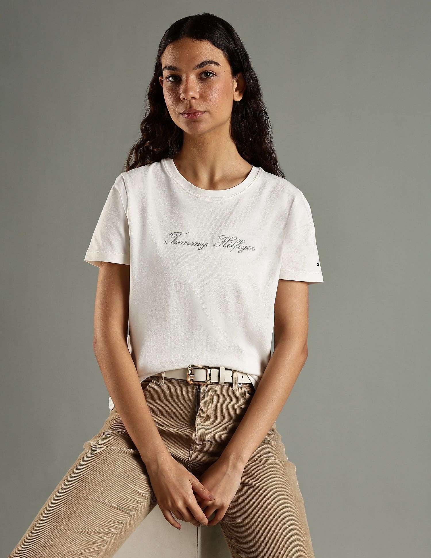 Tommy Hilfiger Embroidered Logo Regular Fit Cotton T-Shirt