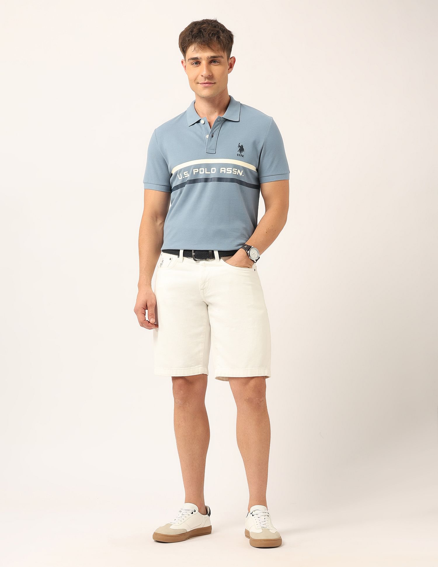 U.S. Polo Assn. Denim Co. Brand Printed Muscle Fit Polo Shirt