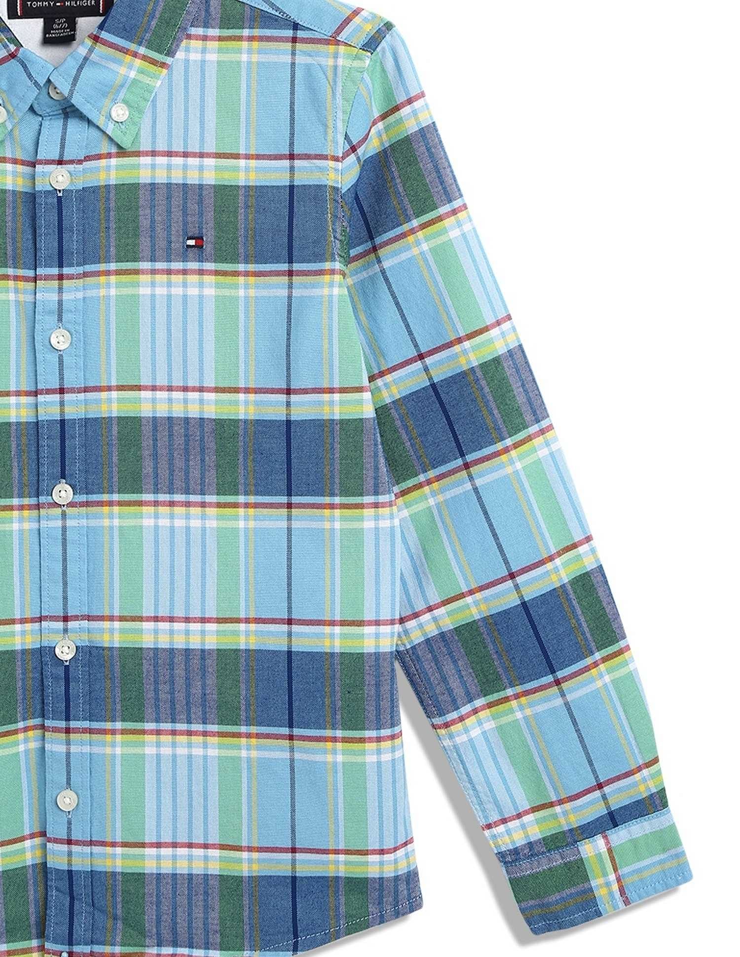 Tommy Hilfiger Boys Blue Tartan Checked Shirt