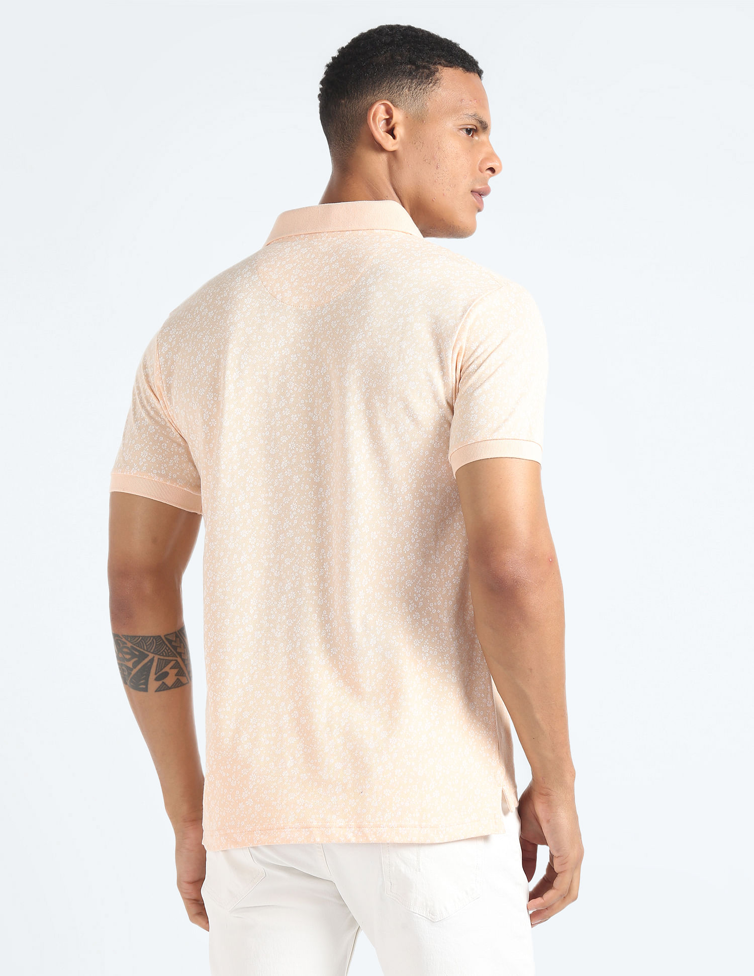 Flying Machine Floral Print Cotton Polo Shirt