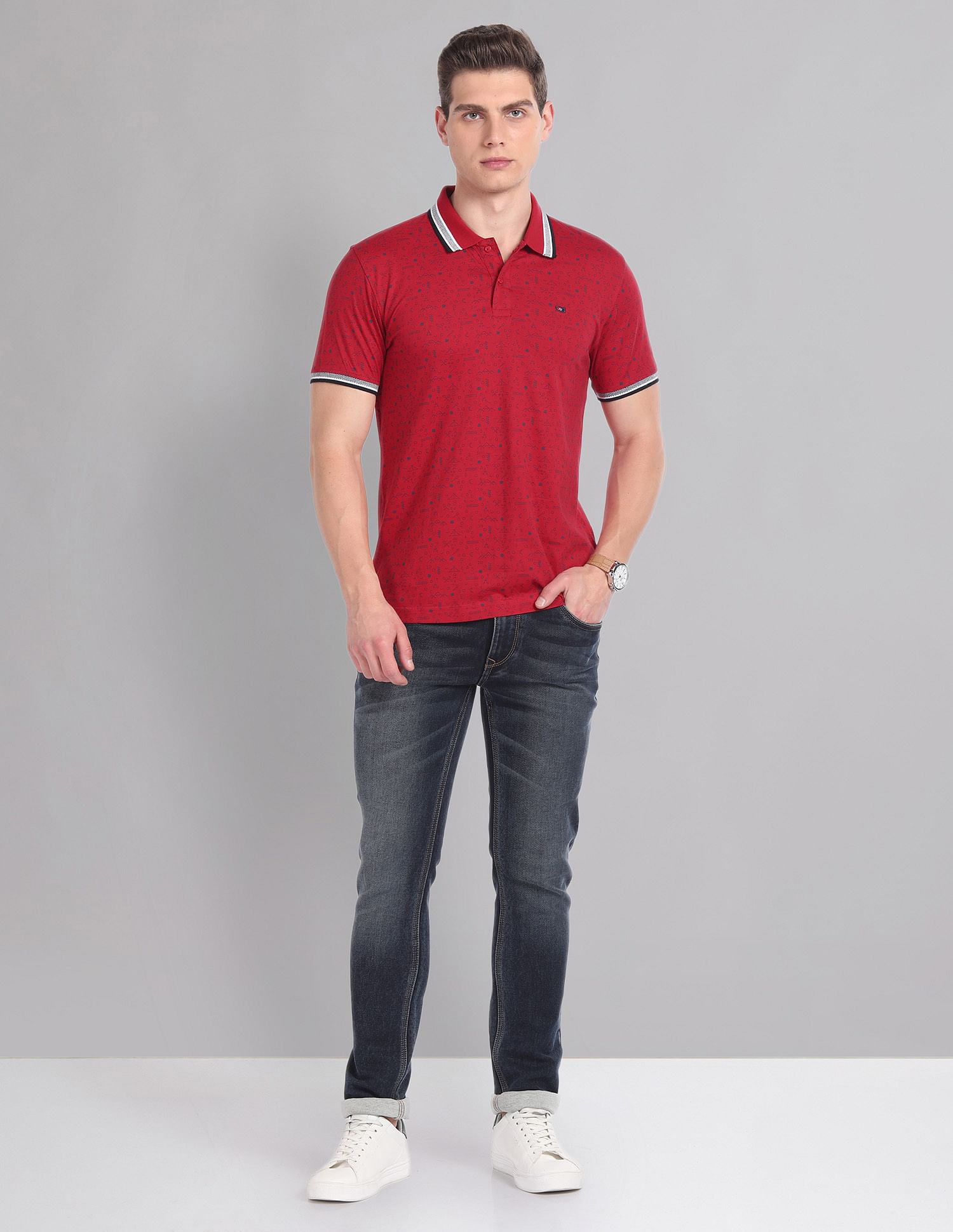 AD by Arvind Cotton Slim Real Deal Polo Shirt