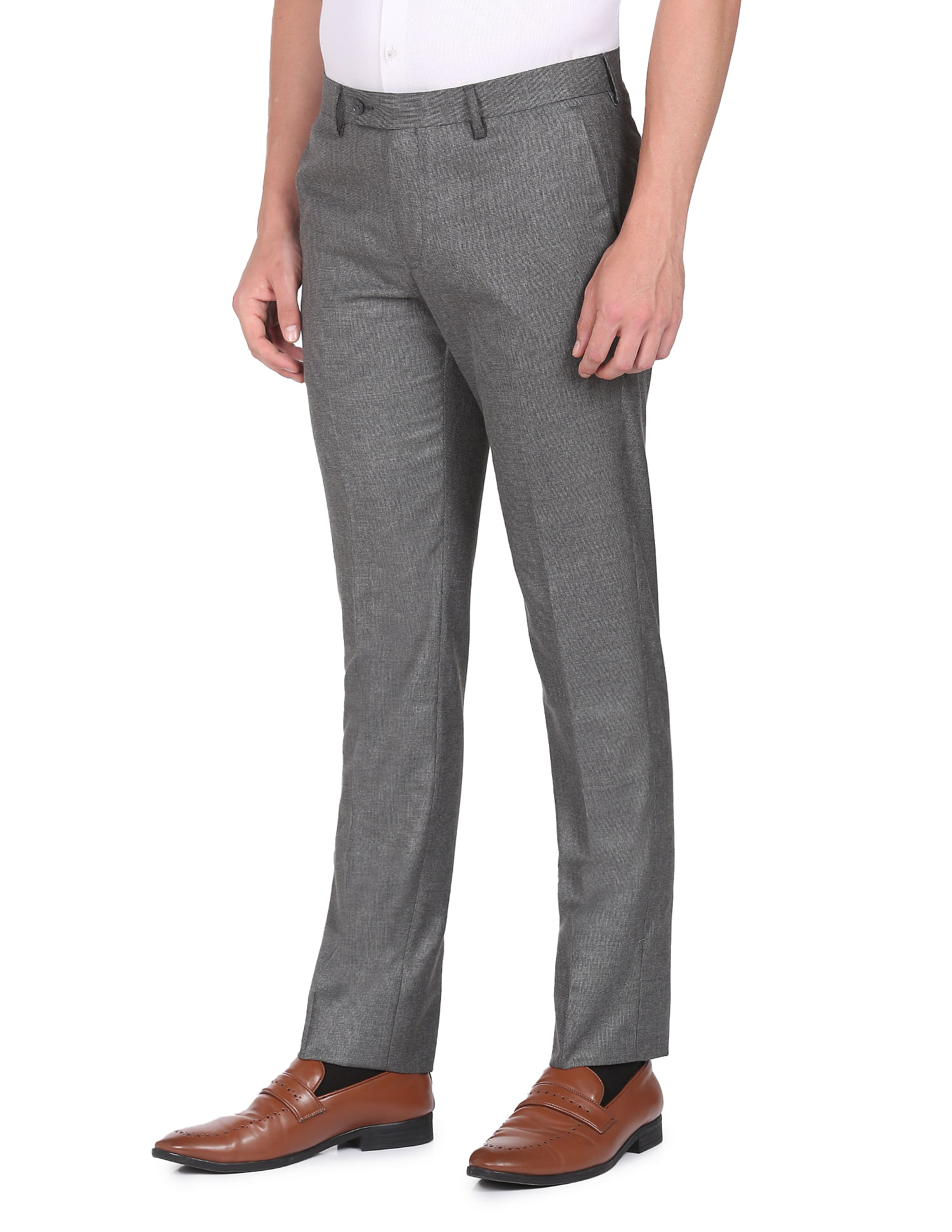 Buy Arrow Hudson Tailored Fit Pattern Dobby Trousers 