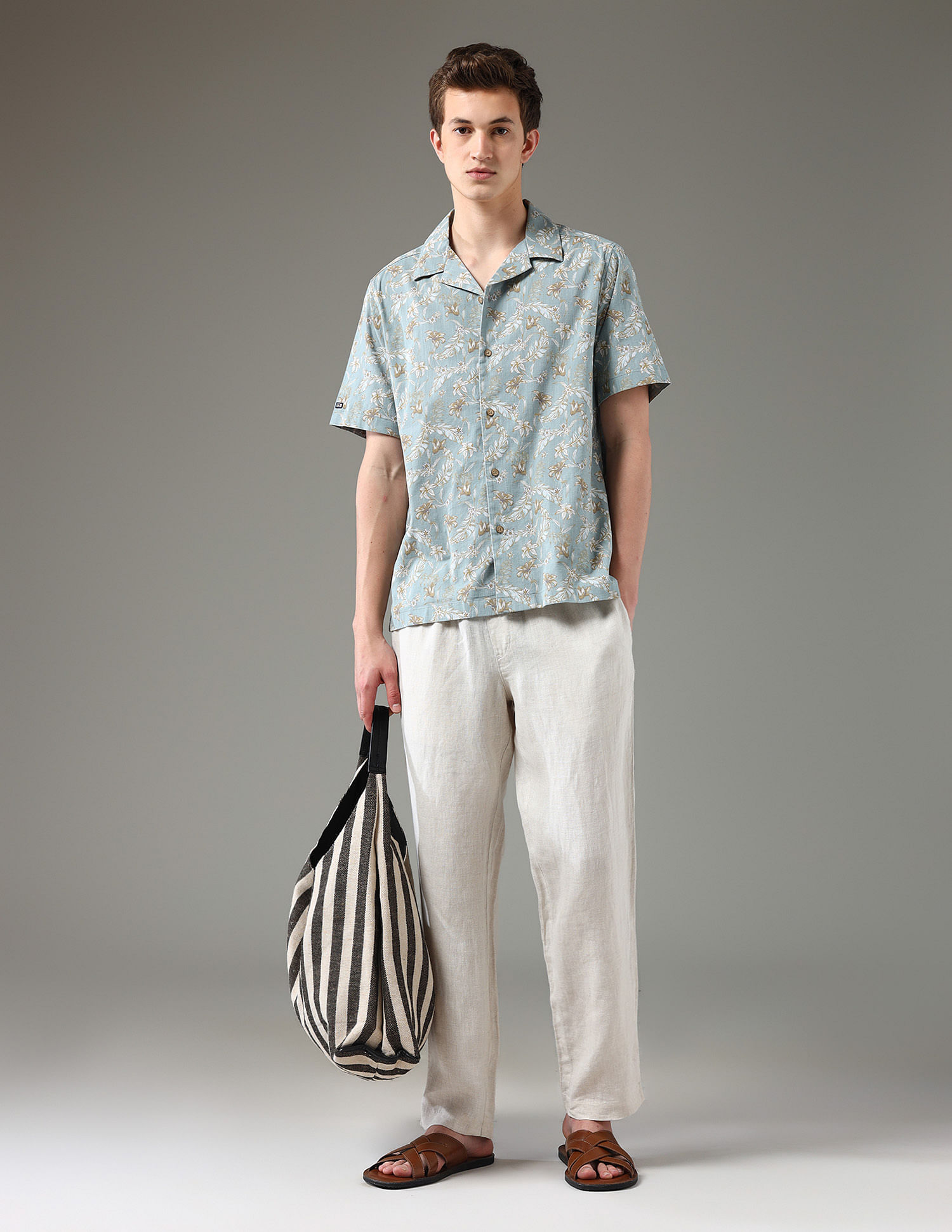 Arrow Sport Floral Pattern Pure Cotton Shirt