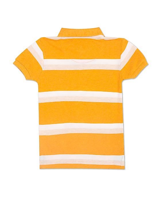 U.S. Polo Assn. Kids Ribbed Collar Striped Polo Shirt