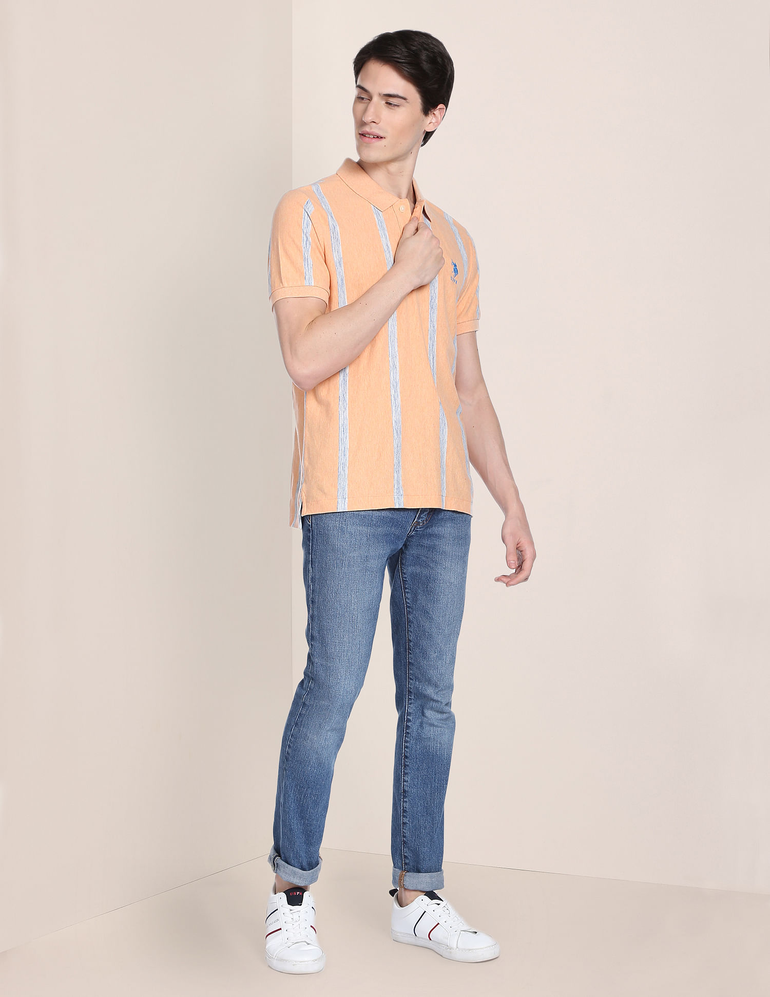 U.S. Polo Assn. Vertical Stripe Cotton Polo Shirt
