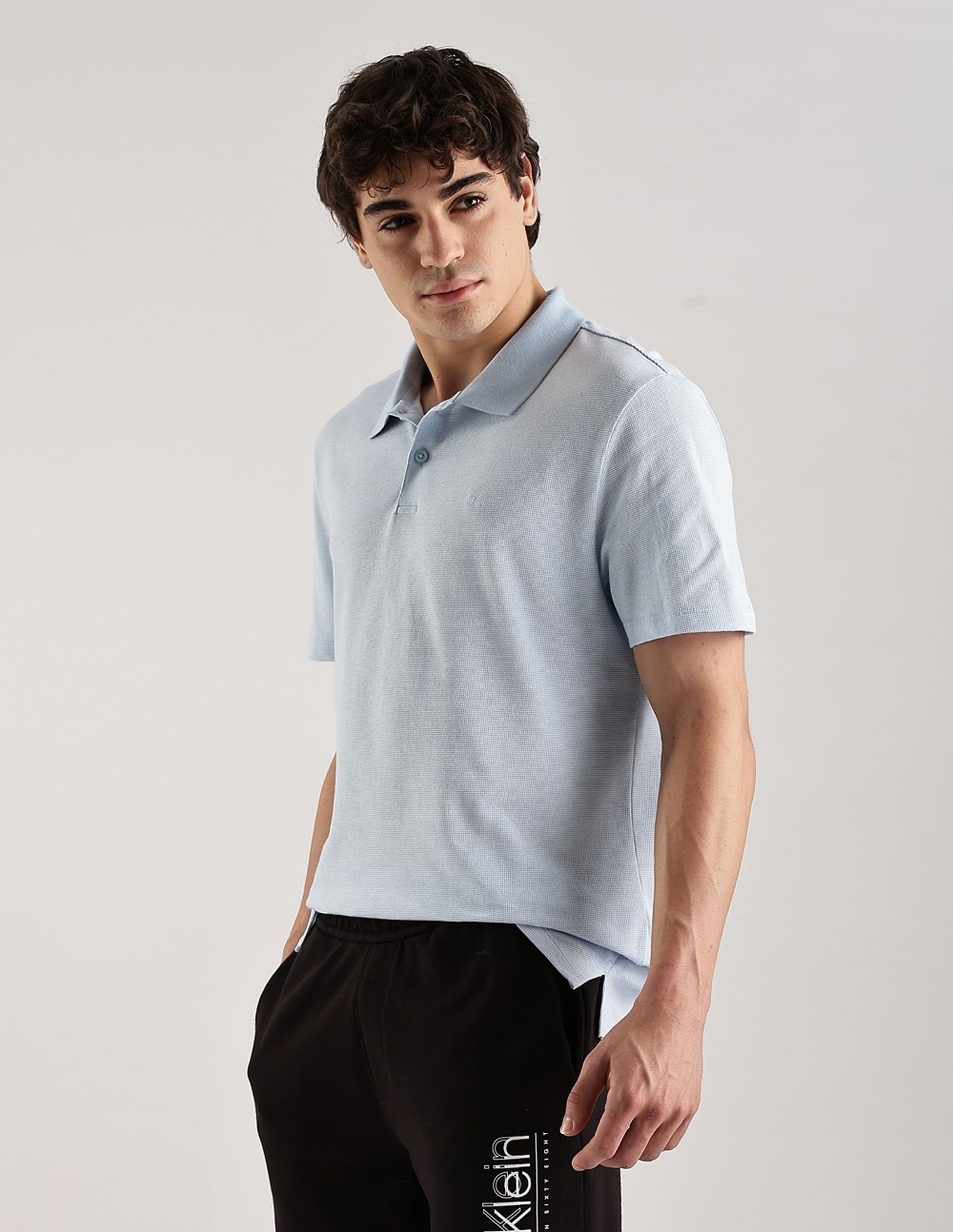Calvin Klein Jeans Solid Regular-Fit Cotton Polo T-Shirt