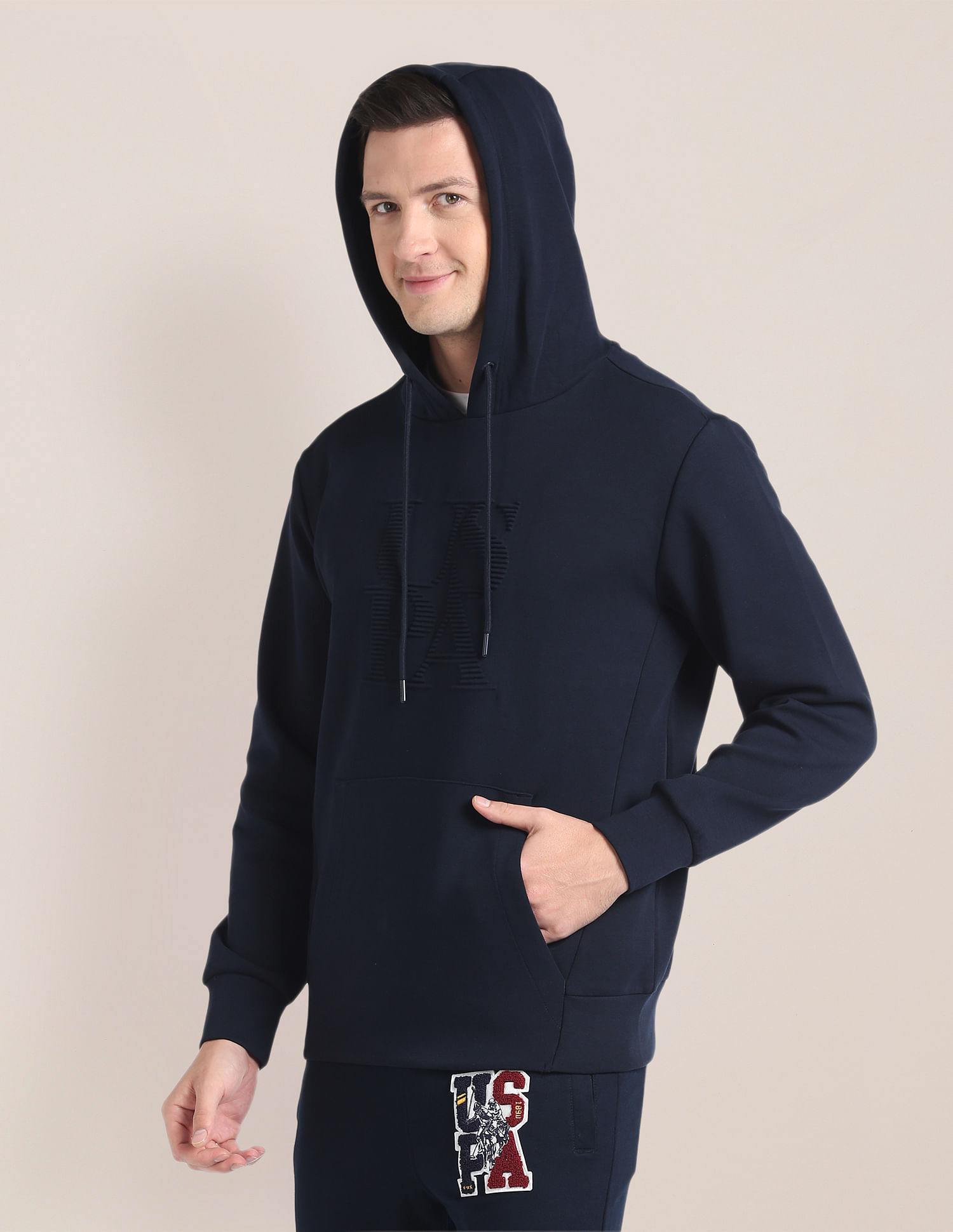 Embossed logo deals hooded sweatshirt