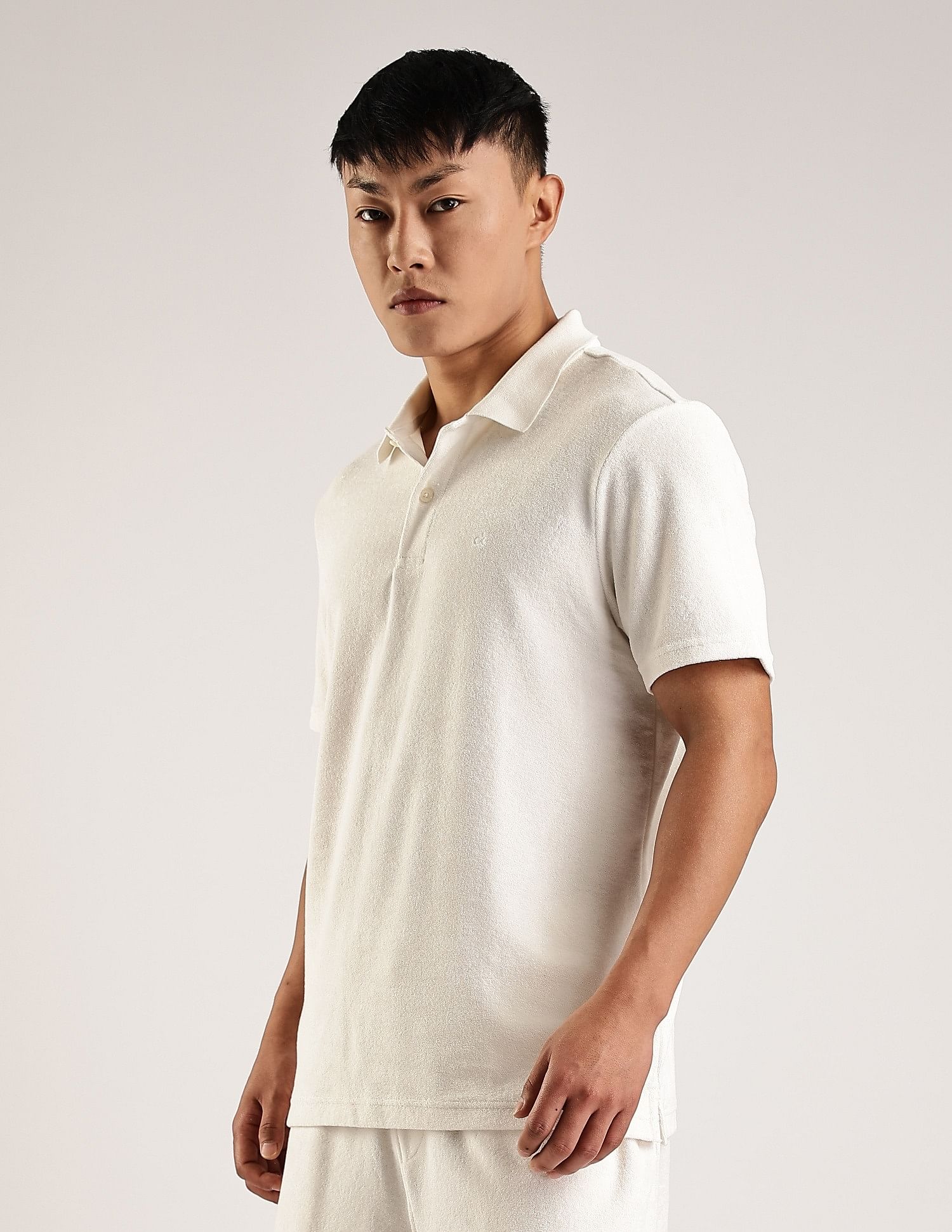 Calvin Klein Jeans Textured Regular-Fit Cotton Polo T-Shirt
