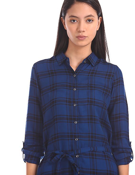 Buy U.S. Polo Assn. Women Long Sleeve Checked Shirt Dress - NNNOW.com