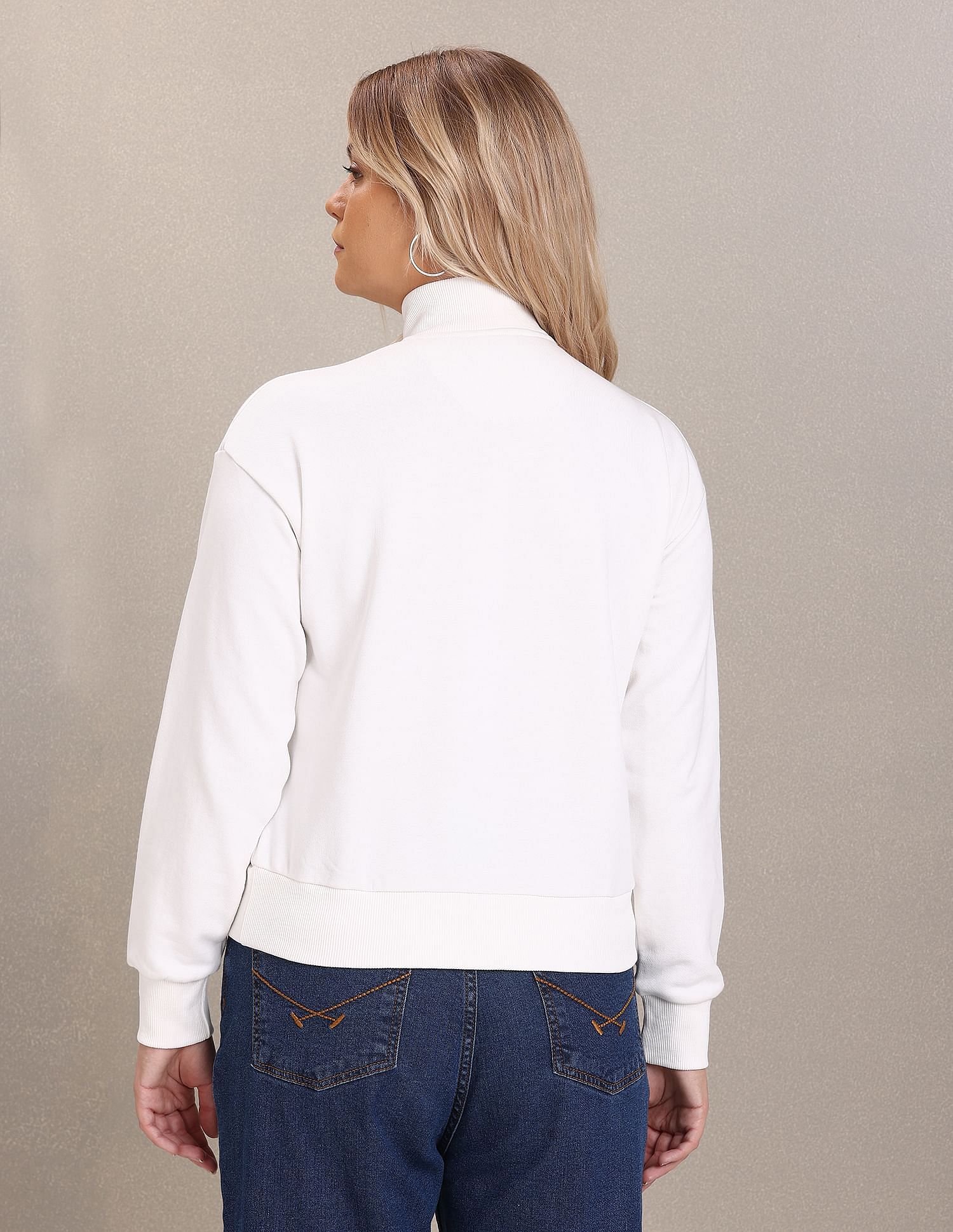U.S. Polo Assn. Women High Neck Solid Sweatshirt