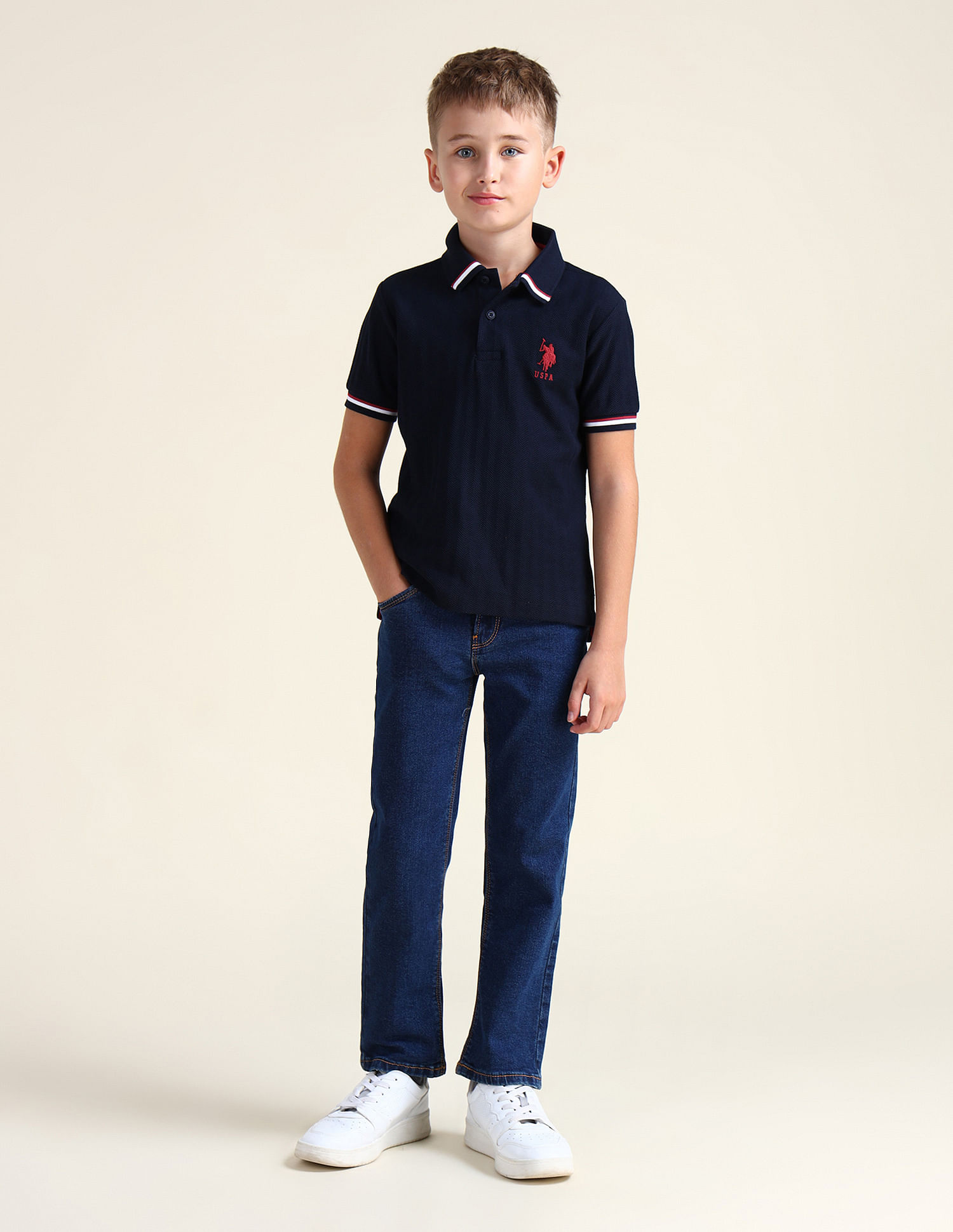 U.S. Polo Assn. Kids Boys Textured Slim Fit Polo Shirt