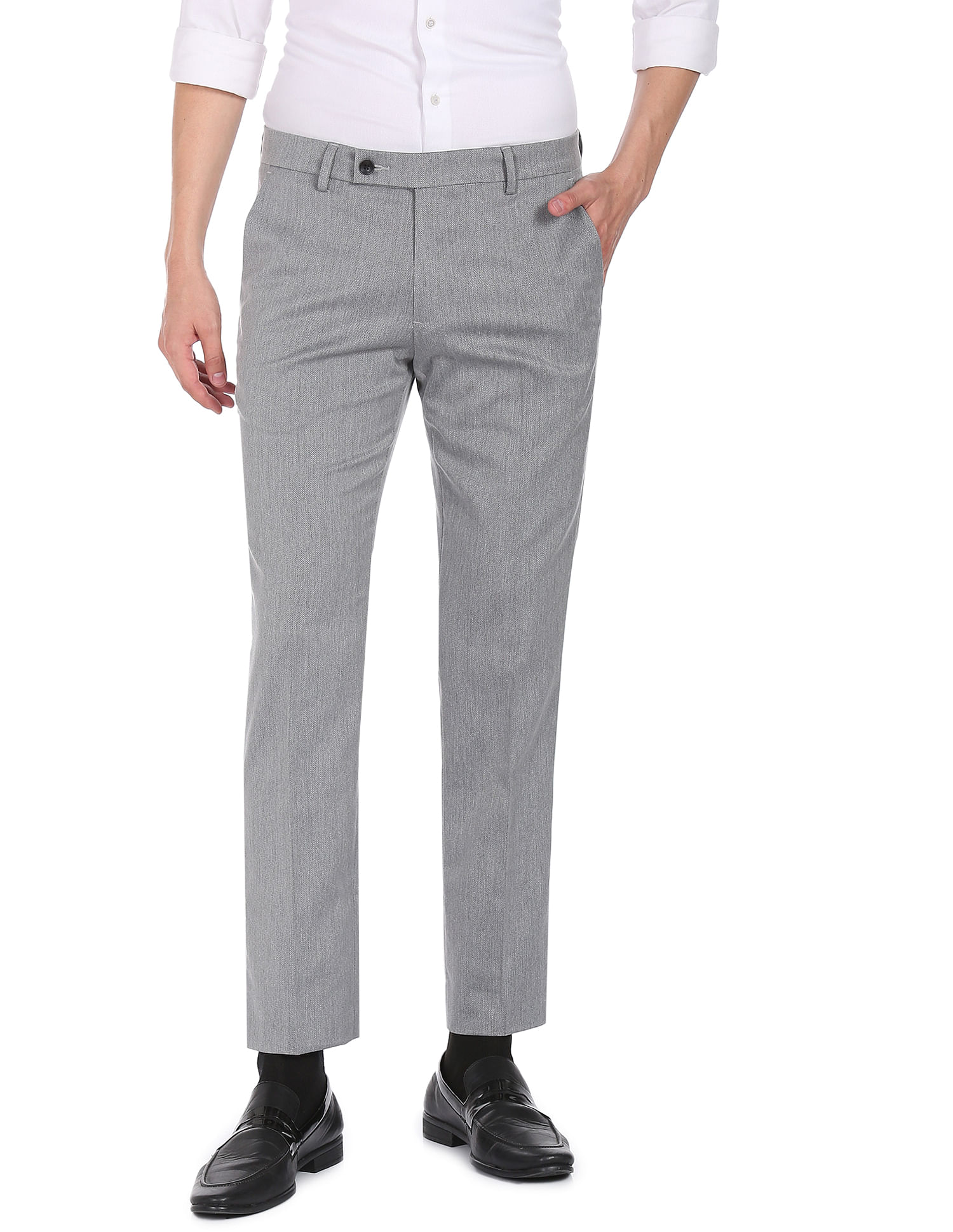 Textured Formal Trousers In Light Grey B95 Cairo