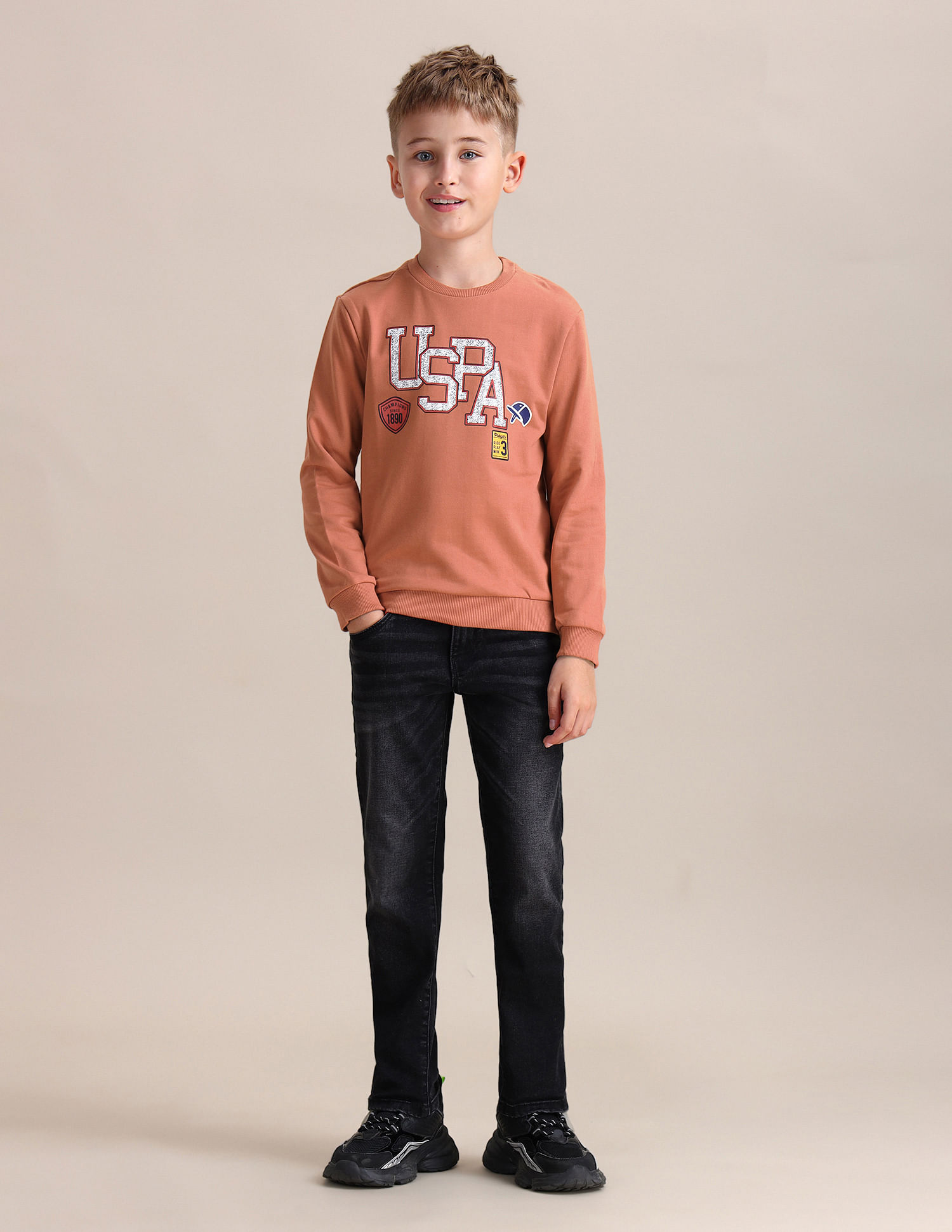 U.S. Polo Assn. Kids Brand Printed Regular Fit Sweatshirt