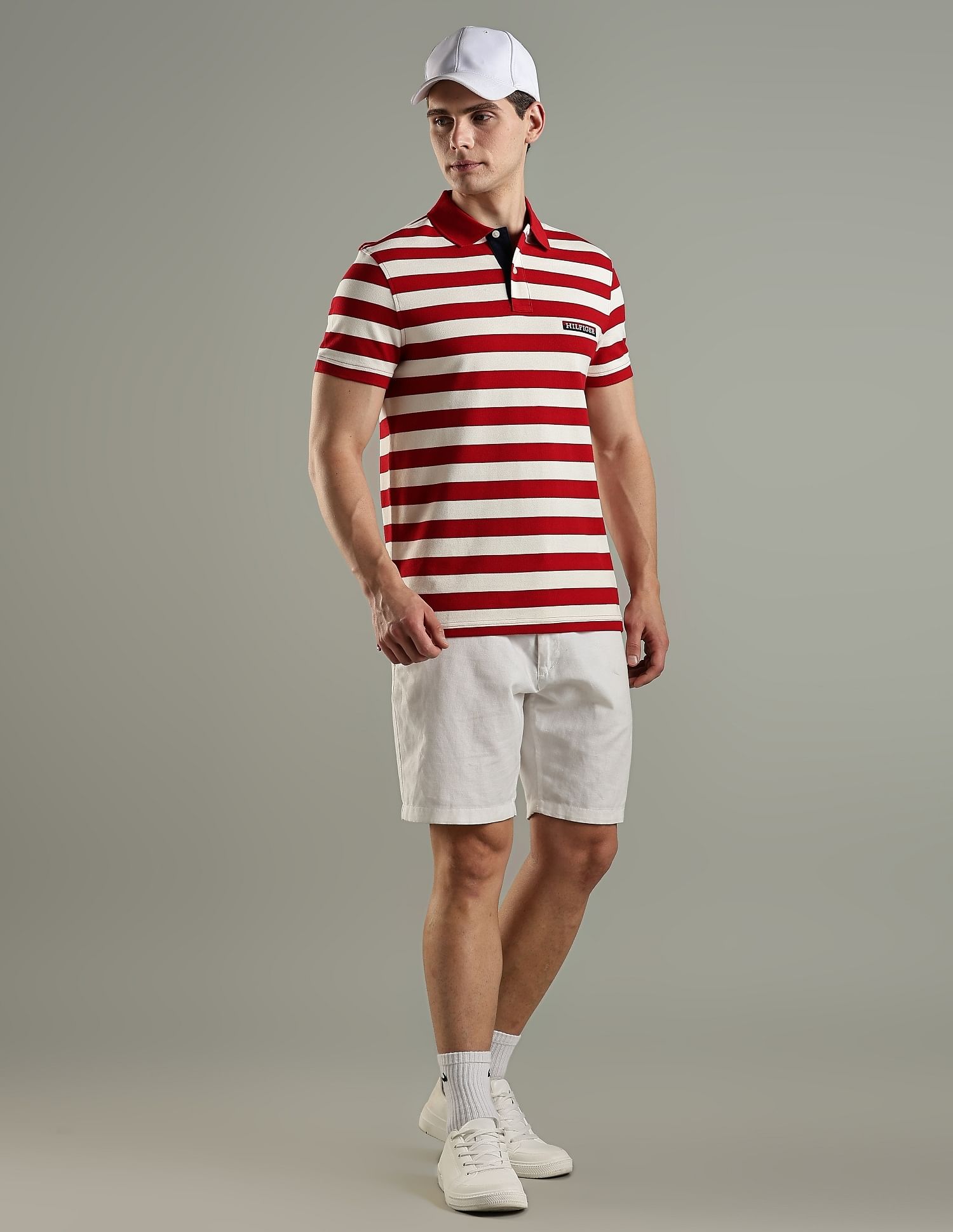 Tommy Hilfiger Striped Regular Fit Cotton Polo T-Shirt