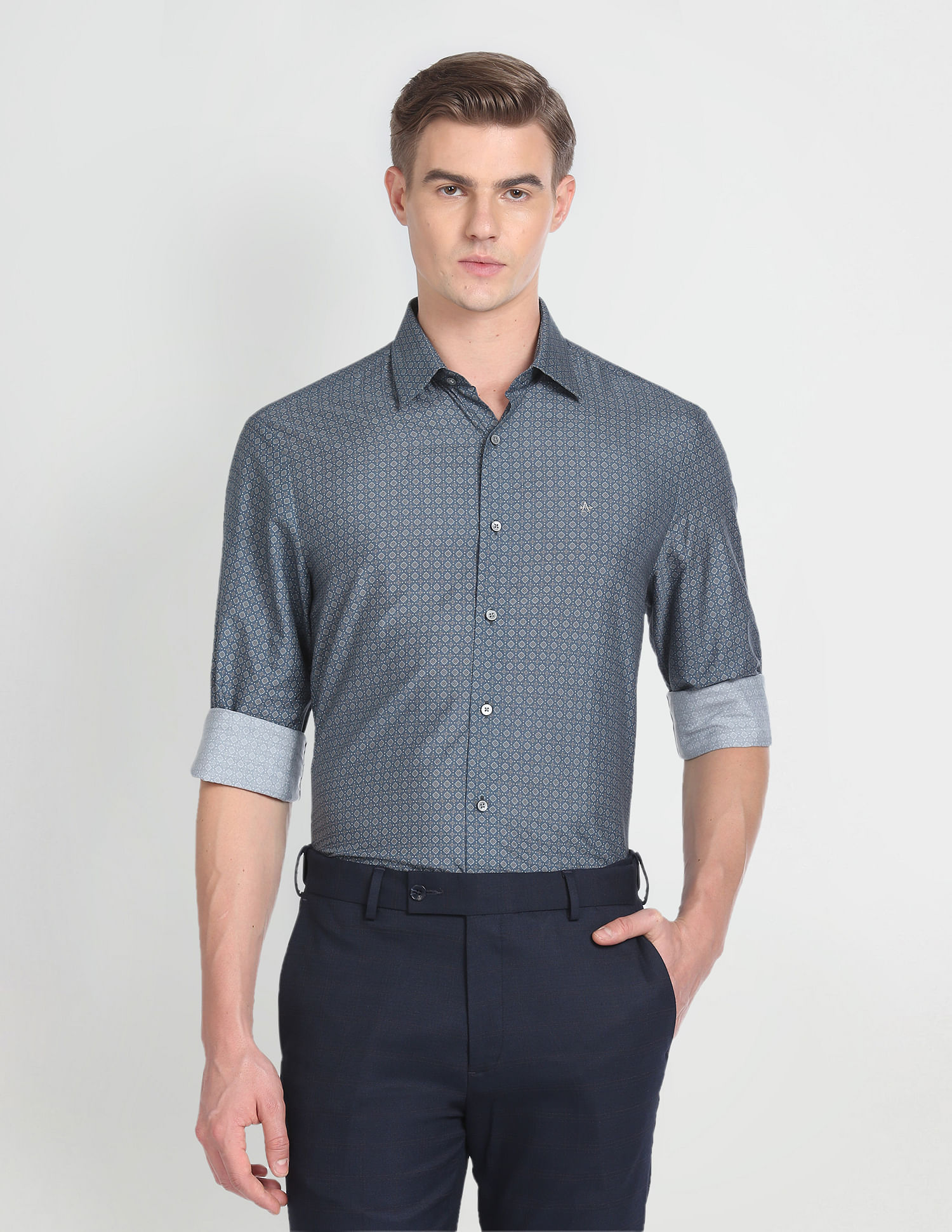 Arrow Geometric Sateen Formal Shirt
