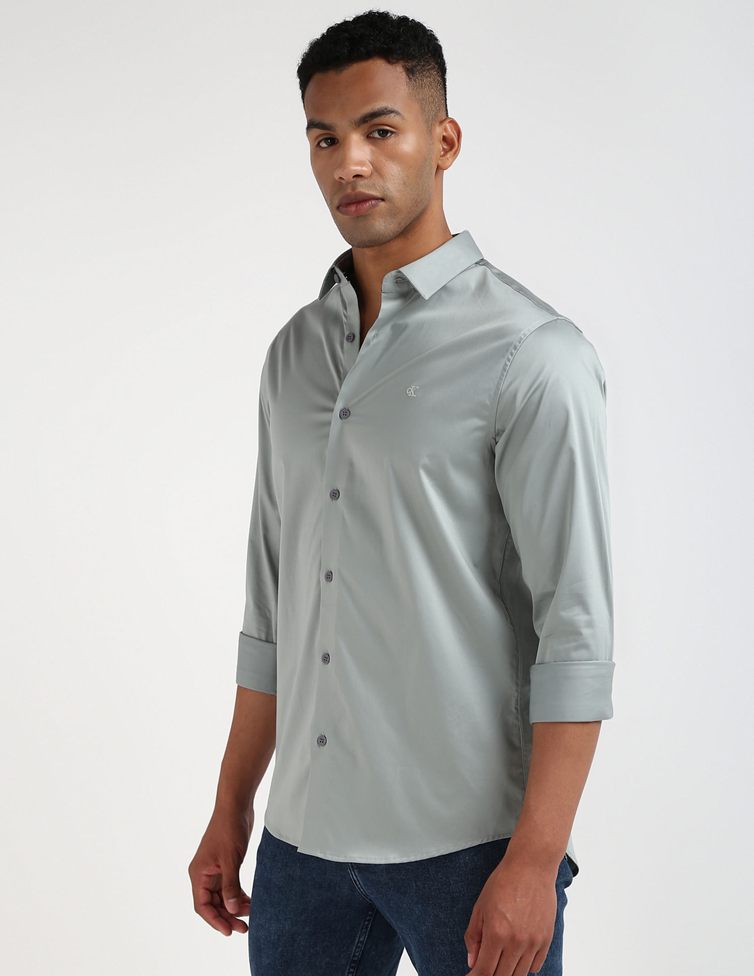 Buy Calvin Klein Solid Satin Shirt NNNOW