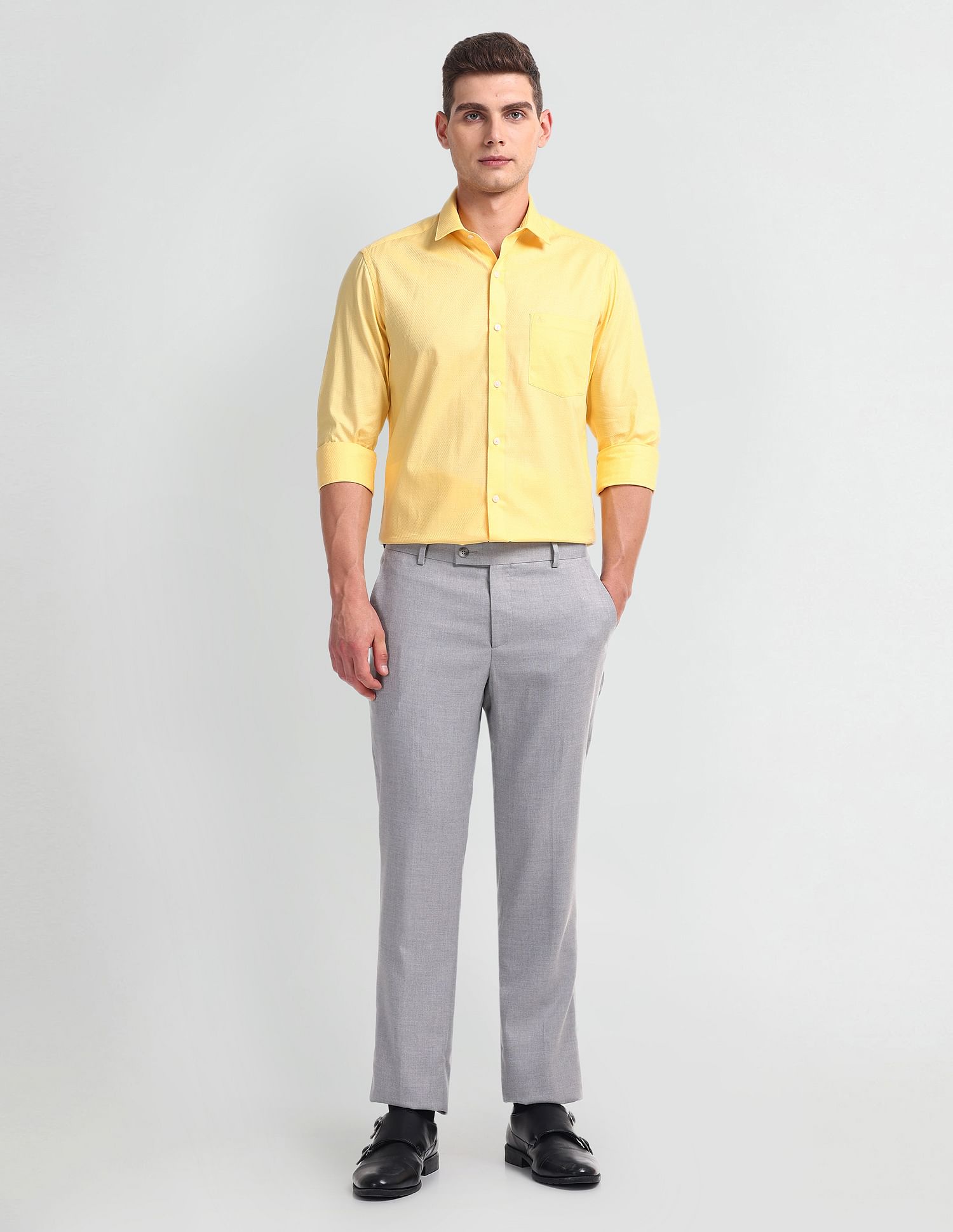 Arrow Cutaway Collar Self Design Shirt