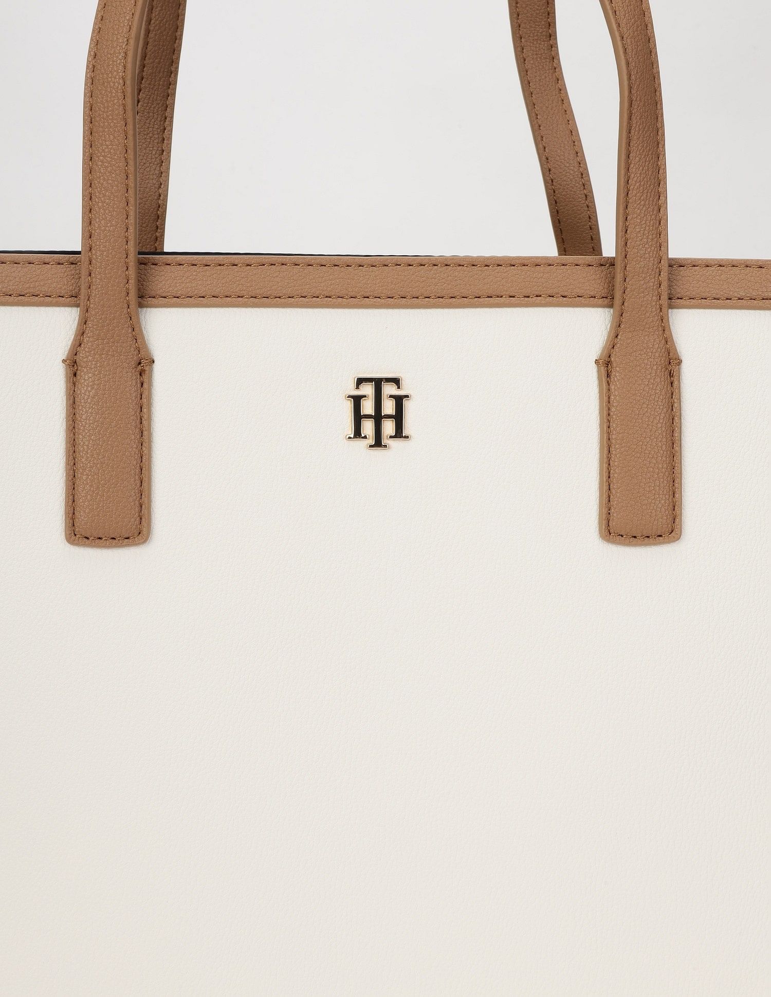 Tommy Hilfiger Solid Brown Pu Tote Bag