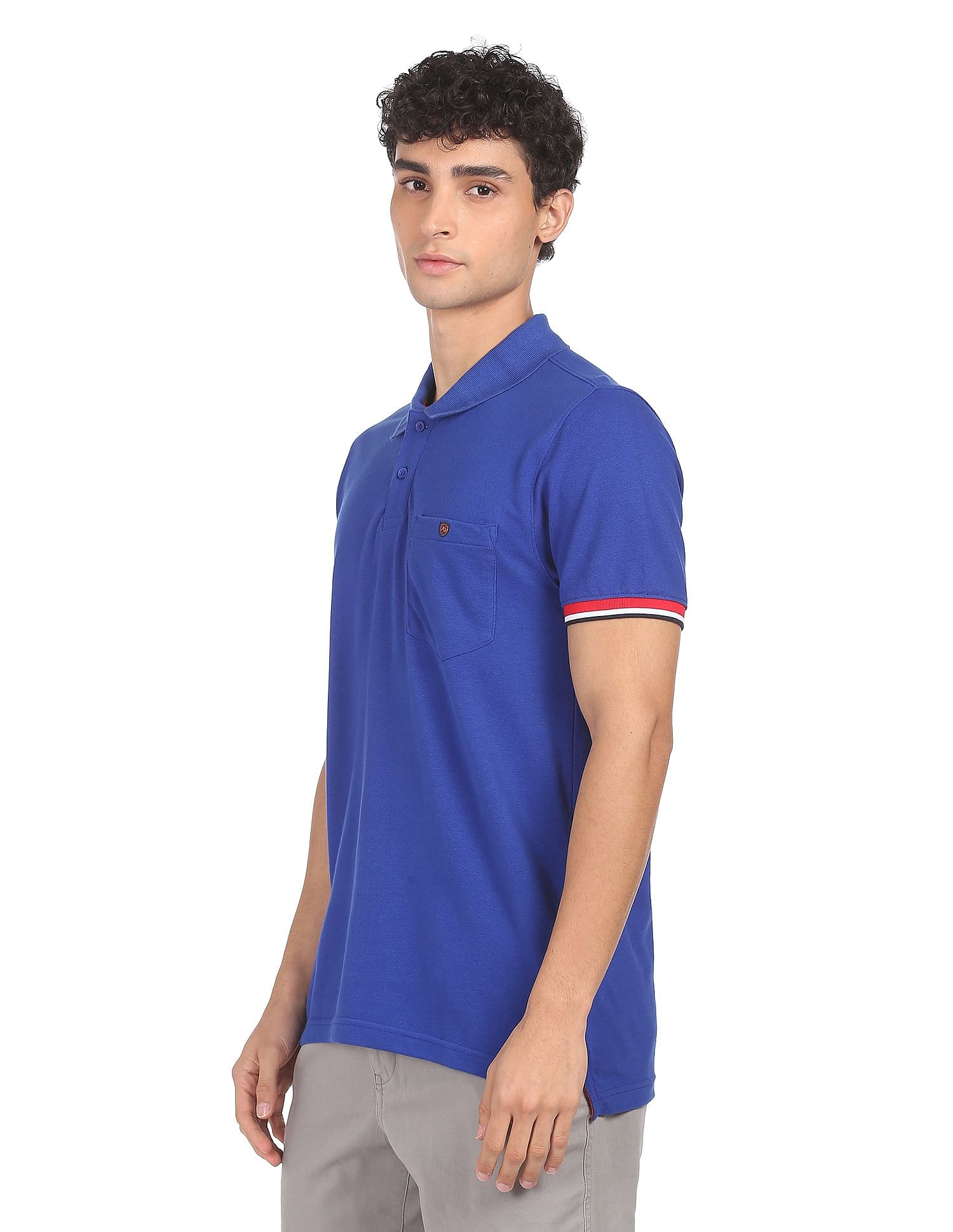 AD by Arvind Cotton Solid Polo Shirt