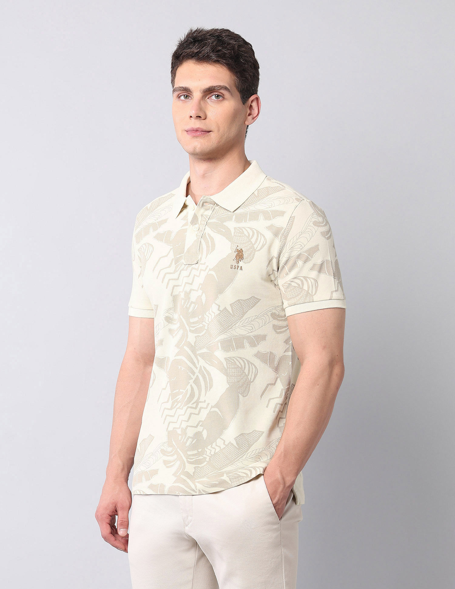 U.S. Polo Assn. Denim Co. Tropical Printed Pure Cotton Polo Shirt
