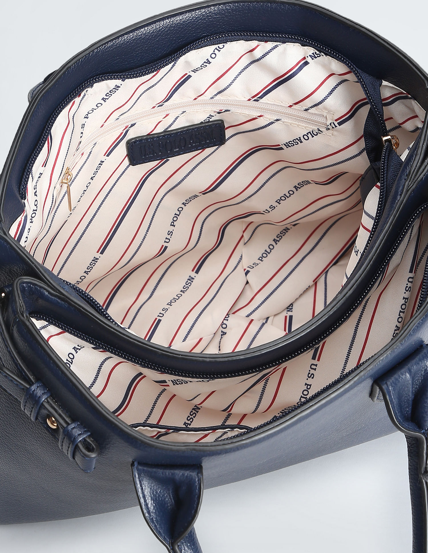U.S. Polo Assn. Women Brand Stripe Structured Handbag