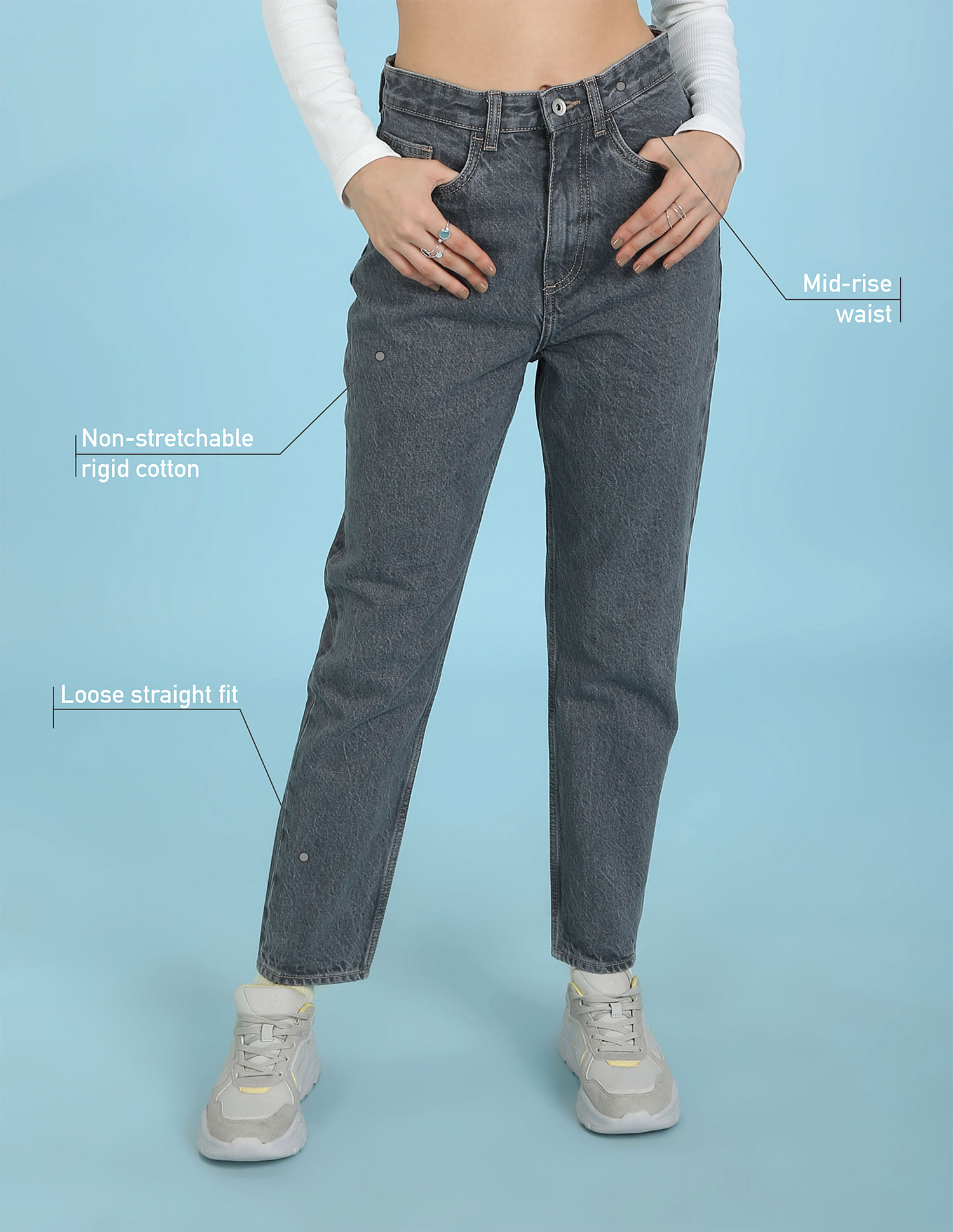 Regular Light Blue Women Straight Fit Jeans, Button, Mid Rise at Rs  460/piece in Ahmedabad