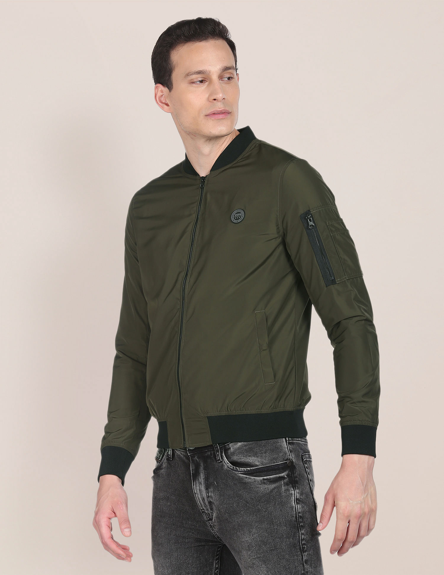 Olive green hotsell polo windbreaker