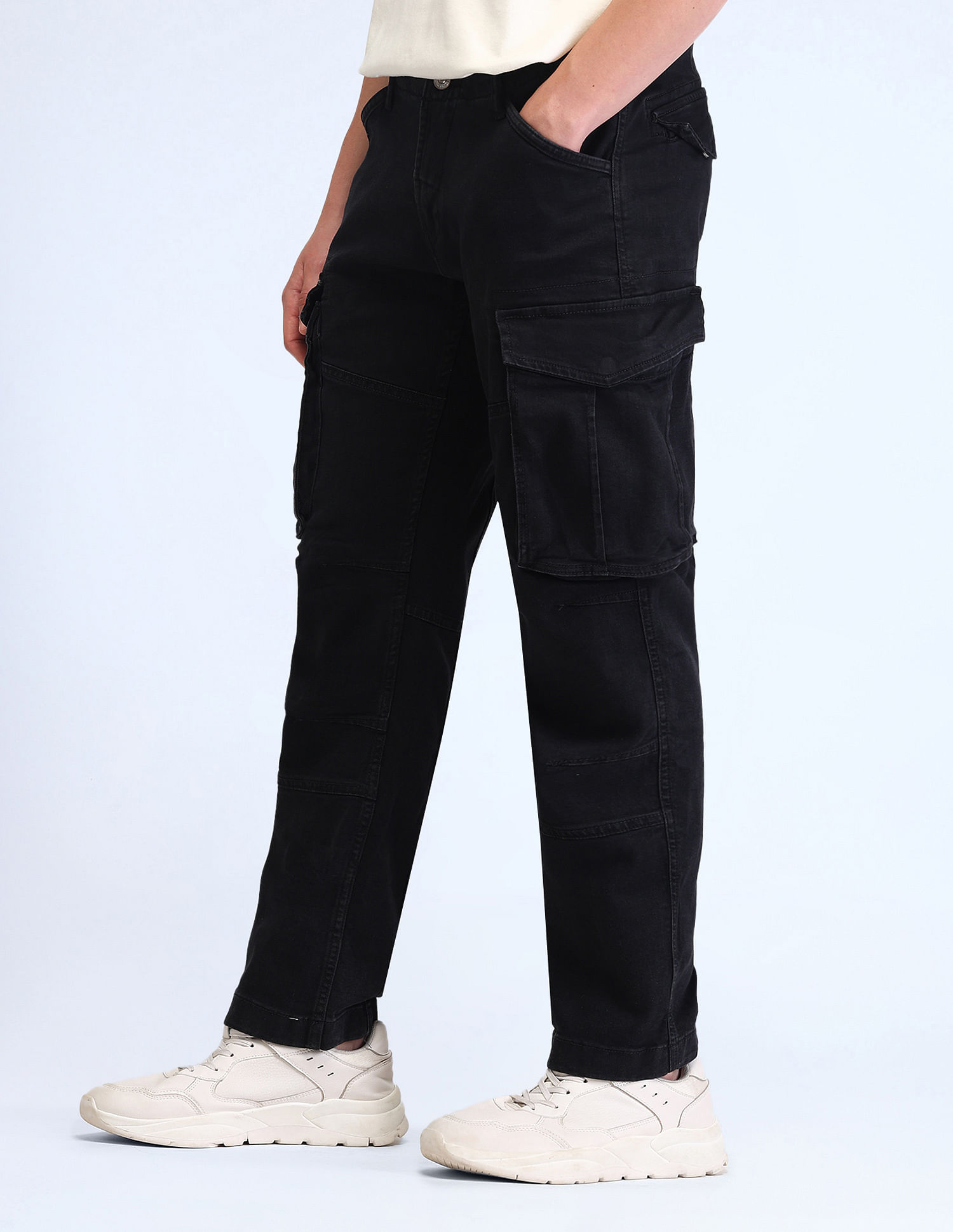 Flying Machine Cobain Loose Fit Black Jeans