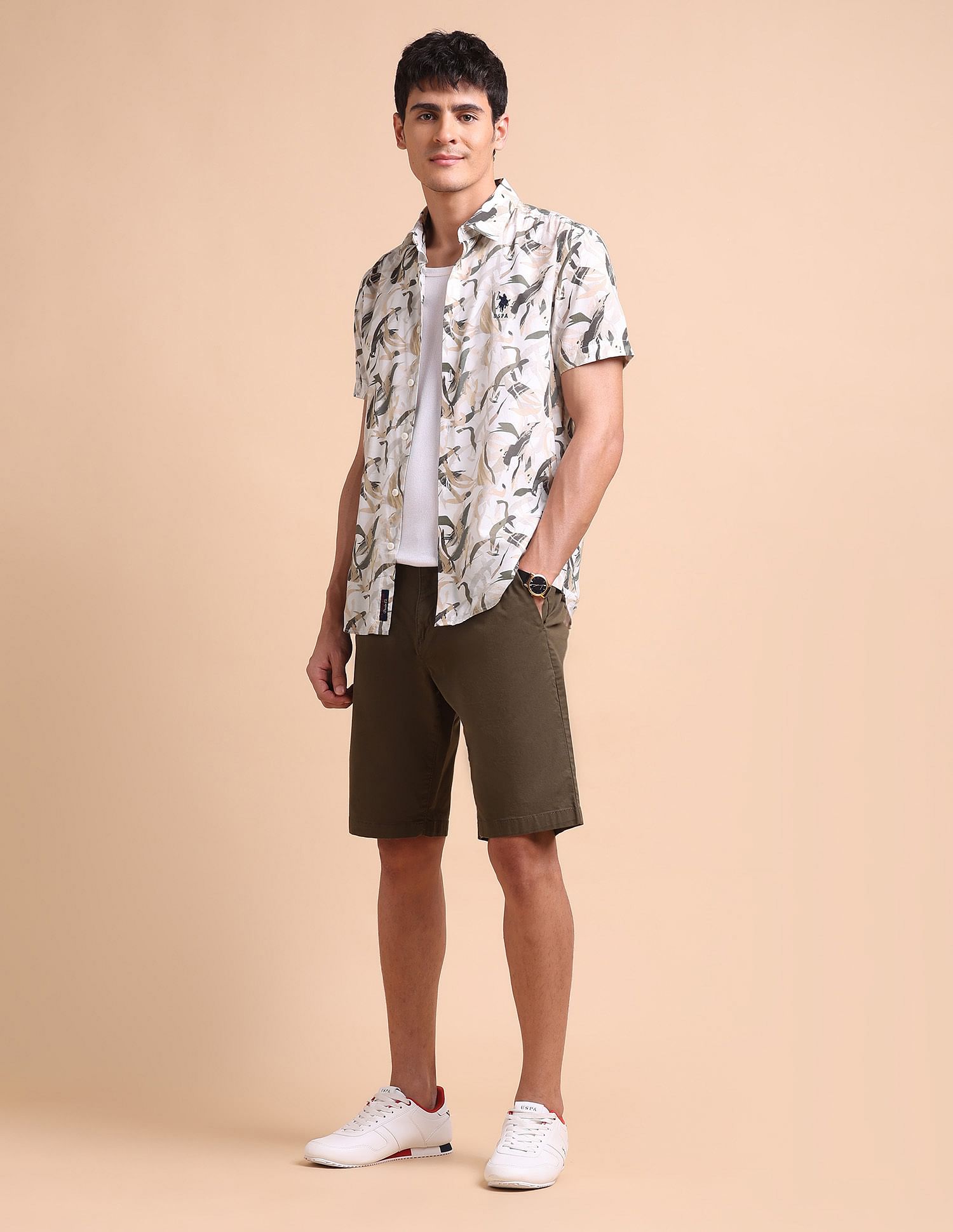 U.S. Polo Assn. Denim Co. Abstract Printed Slim Fit Shirt