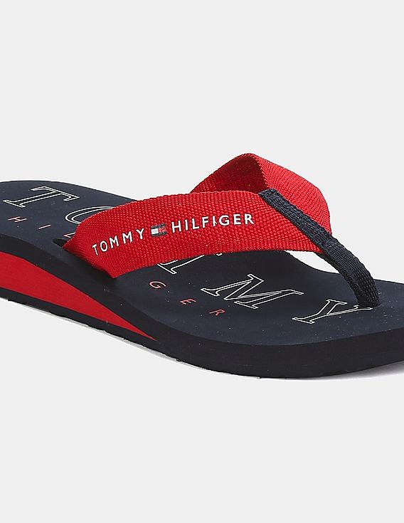 tommy hilfiger wedge flip flops womens