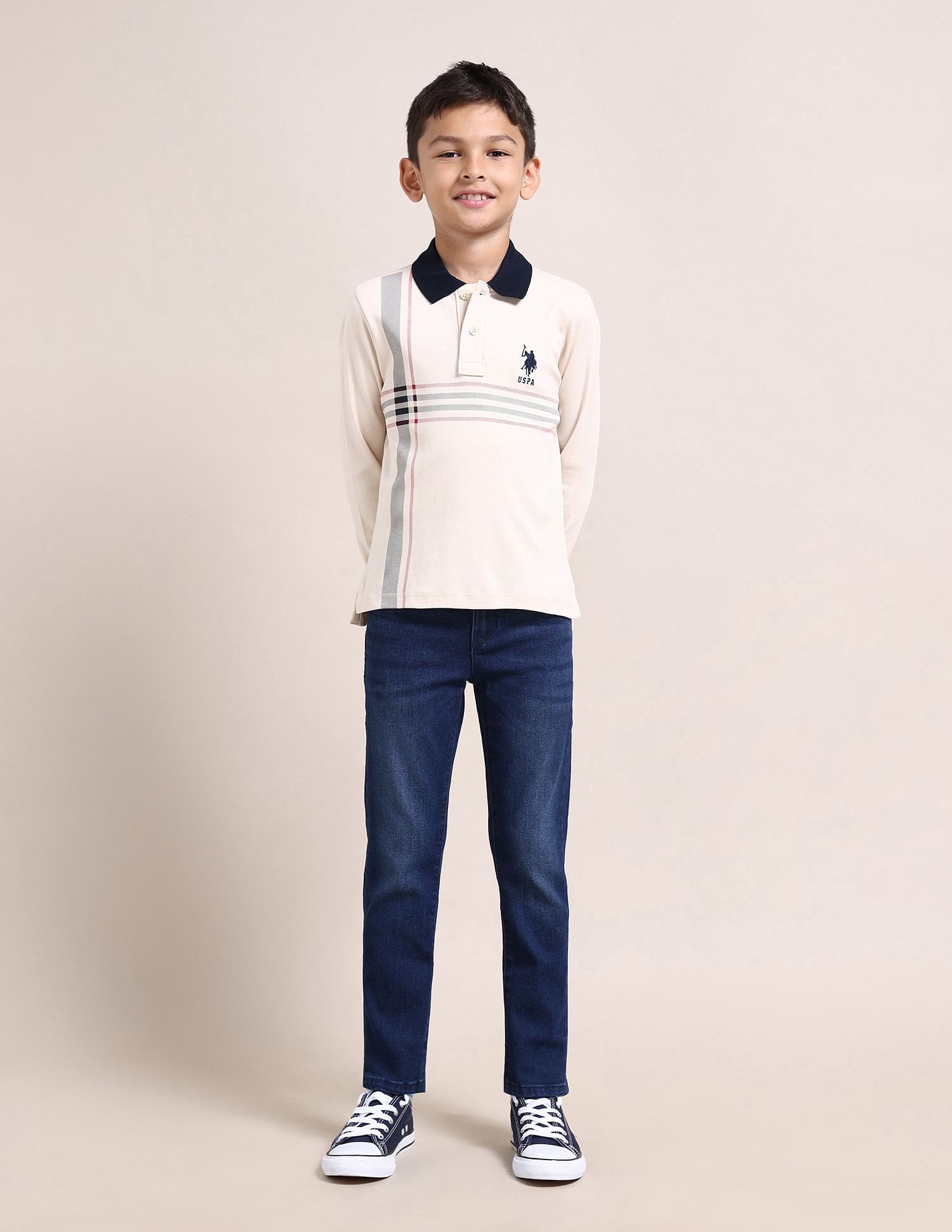 U.S. Polo Assn. Kids Boys Horizontal Striped Cotton Polo Shirt