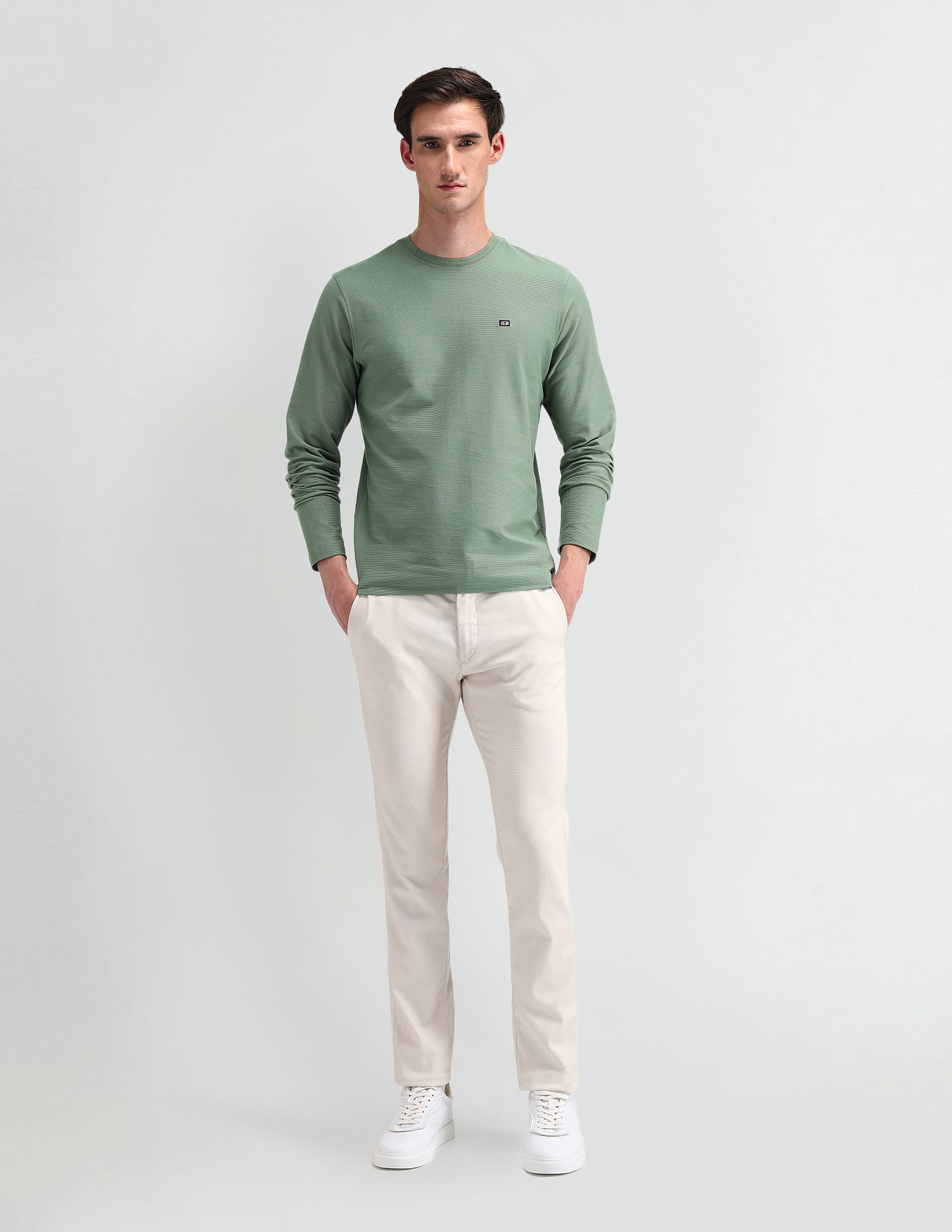 Arrow Sport Round Neck Textured T-Shirt