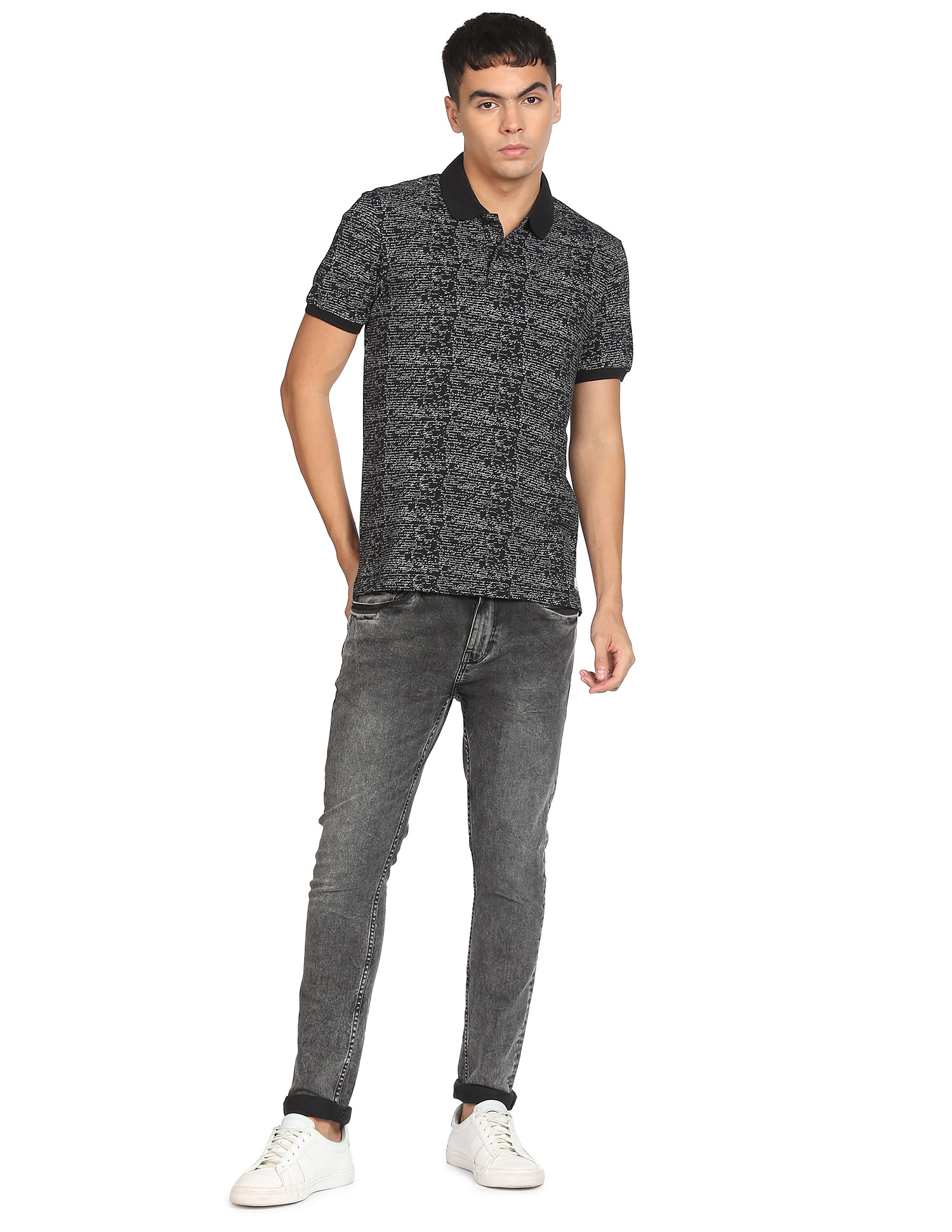 Flying Machine Typographic Print Polo Shirt