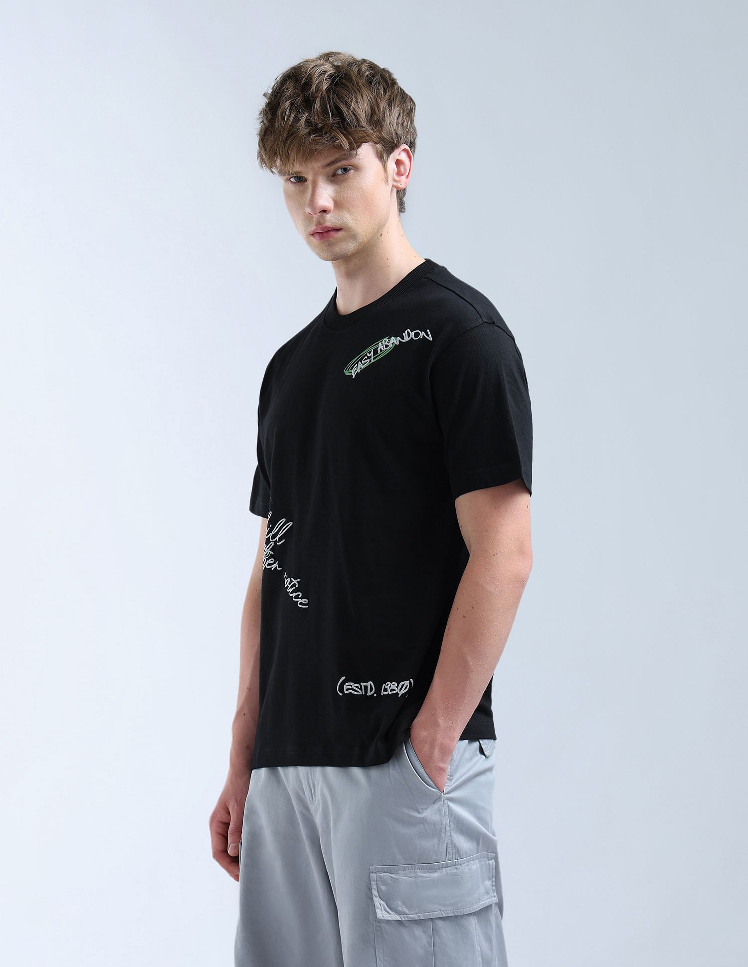 Flying Machine Relaxed Fit Typography Printed T-Shirt
