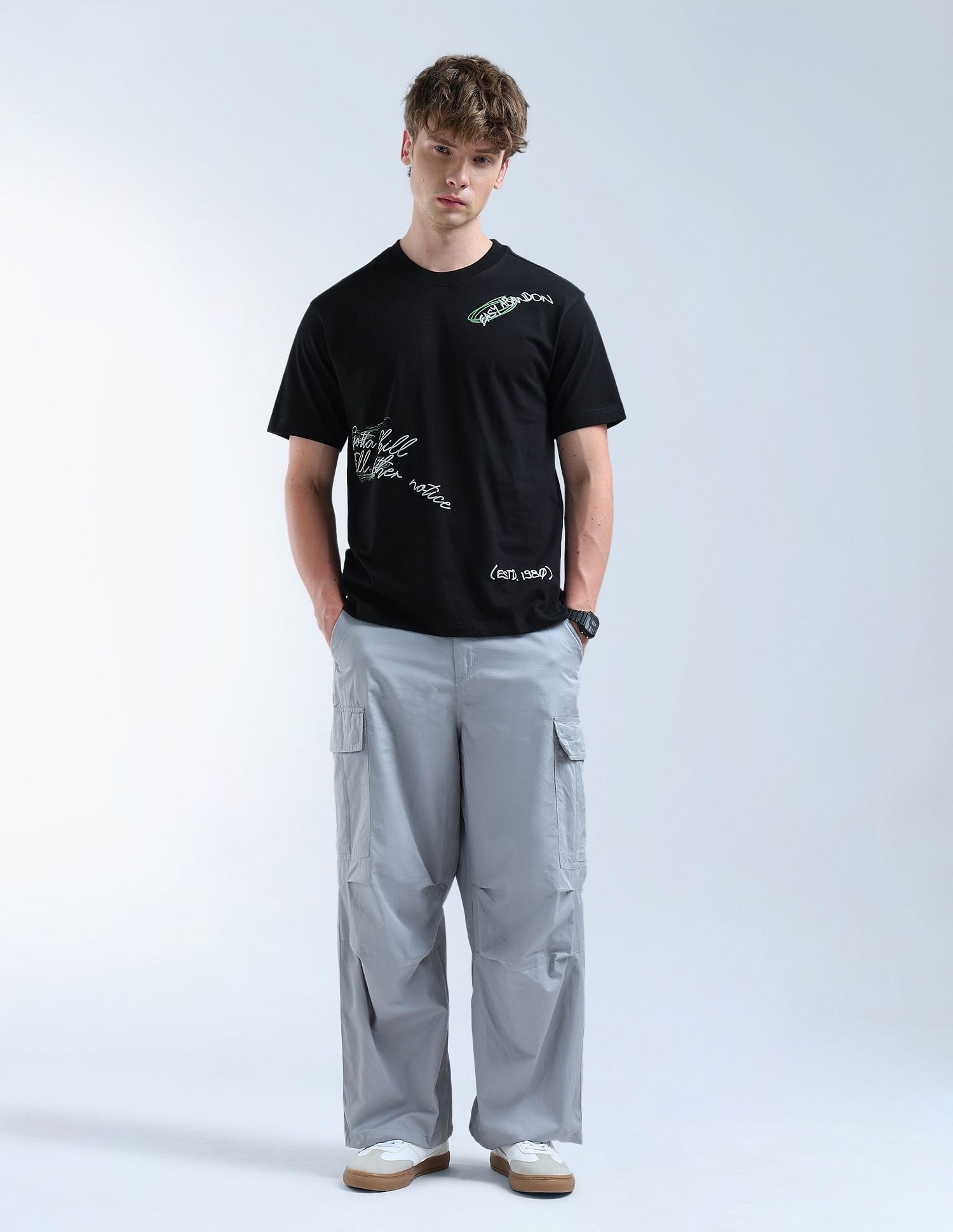 Flying Machine Relaxed Fit Typography Printed T-Shirt