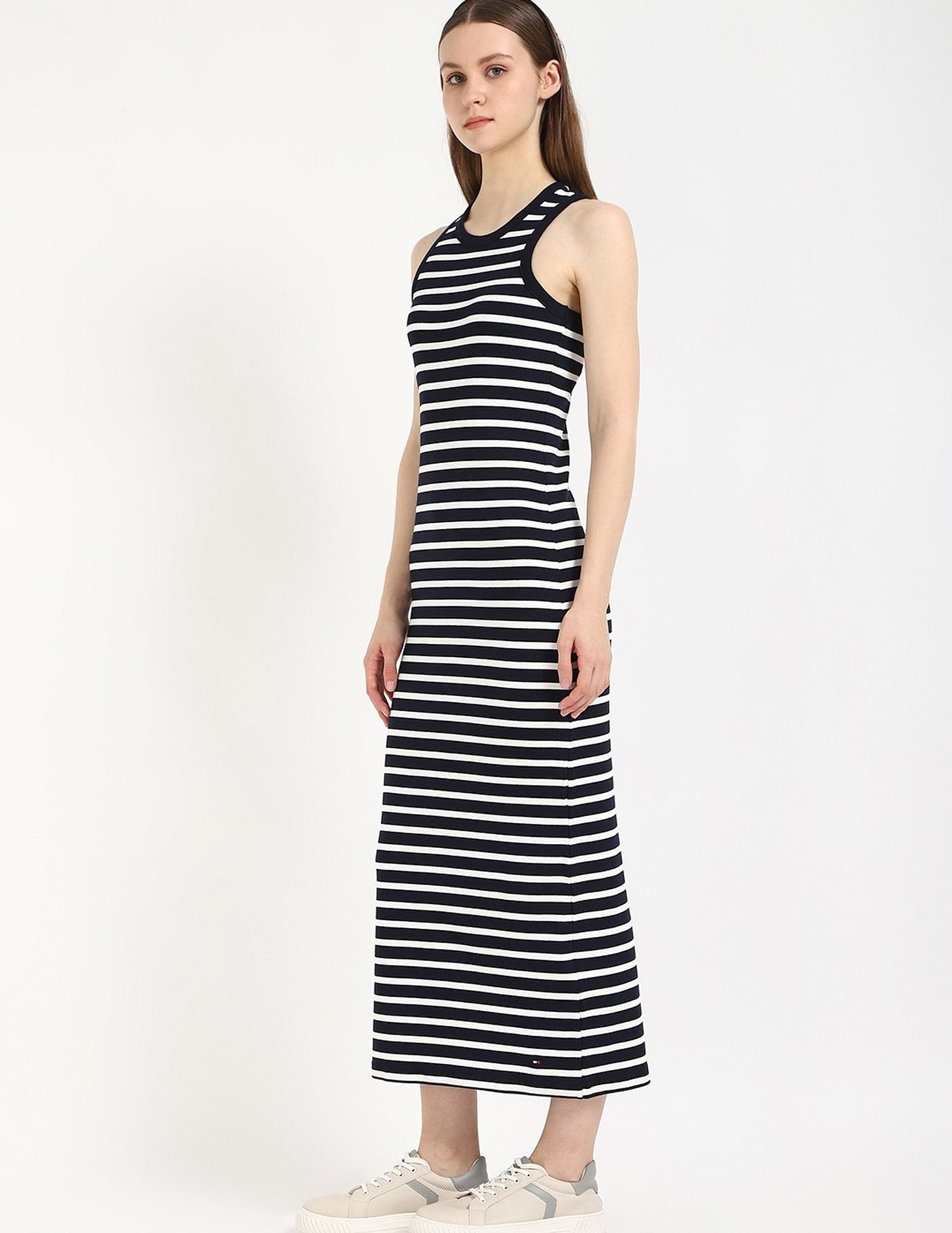 Tommy Hilfiger Cotton Crew Neck Midi Dress