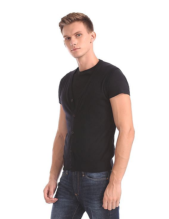 Arrow Sports V-Neck Merino Wool Cashmere Cardigan