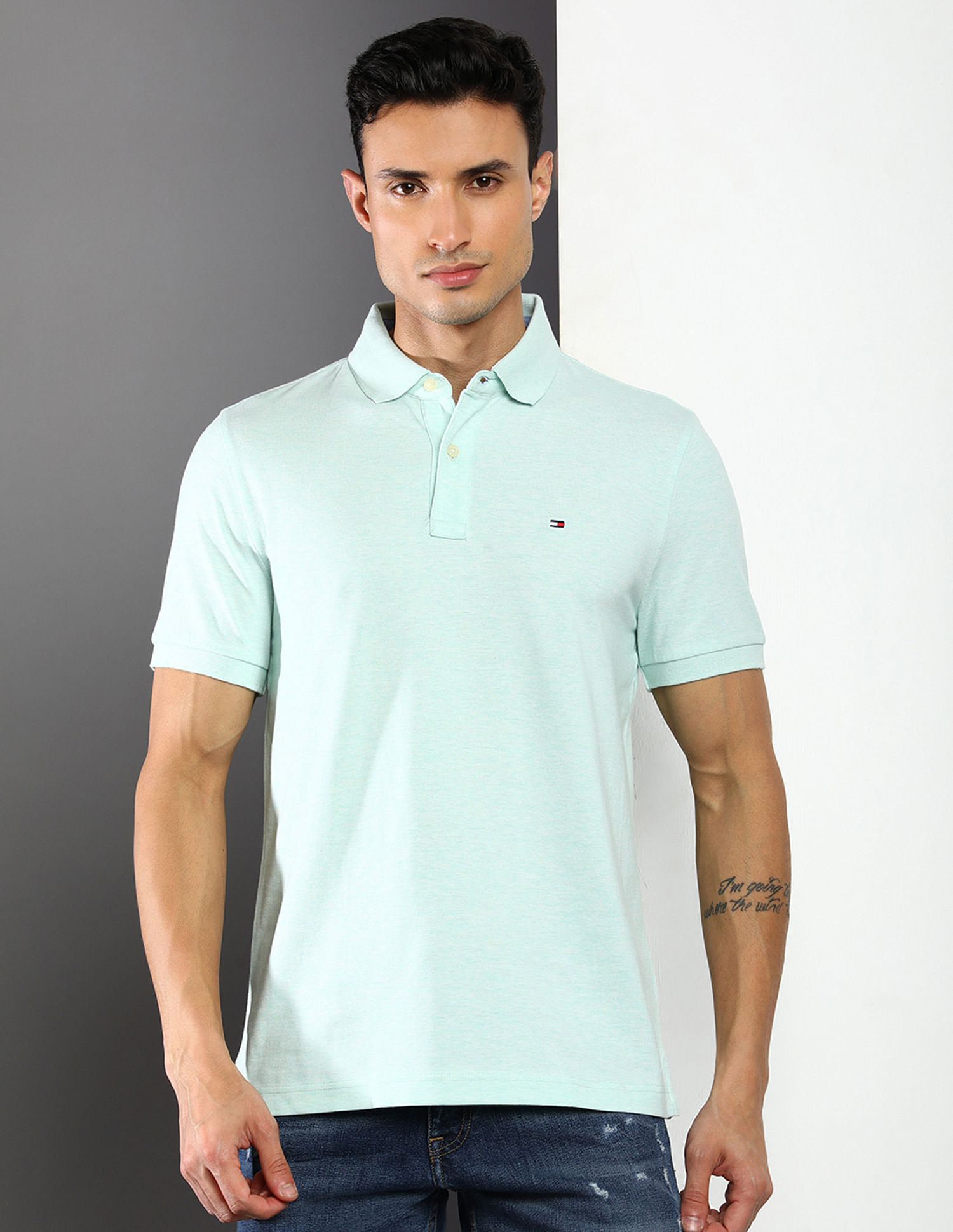 Tommy Hilfiger Regular Fit Heathered Polo Shirt