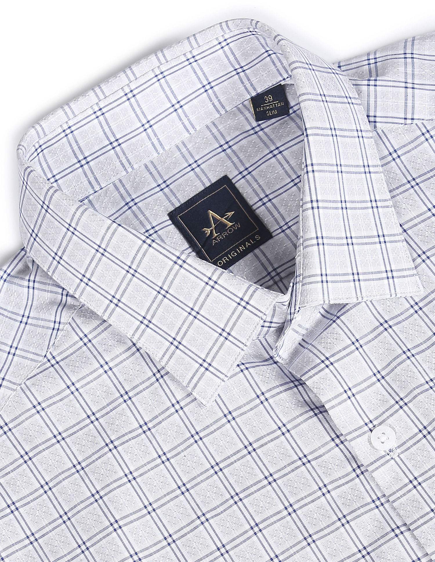 Arrow Outline Check Self Design Shirt