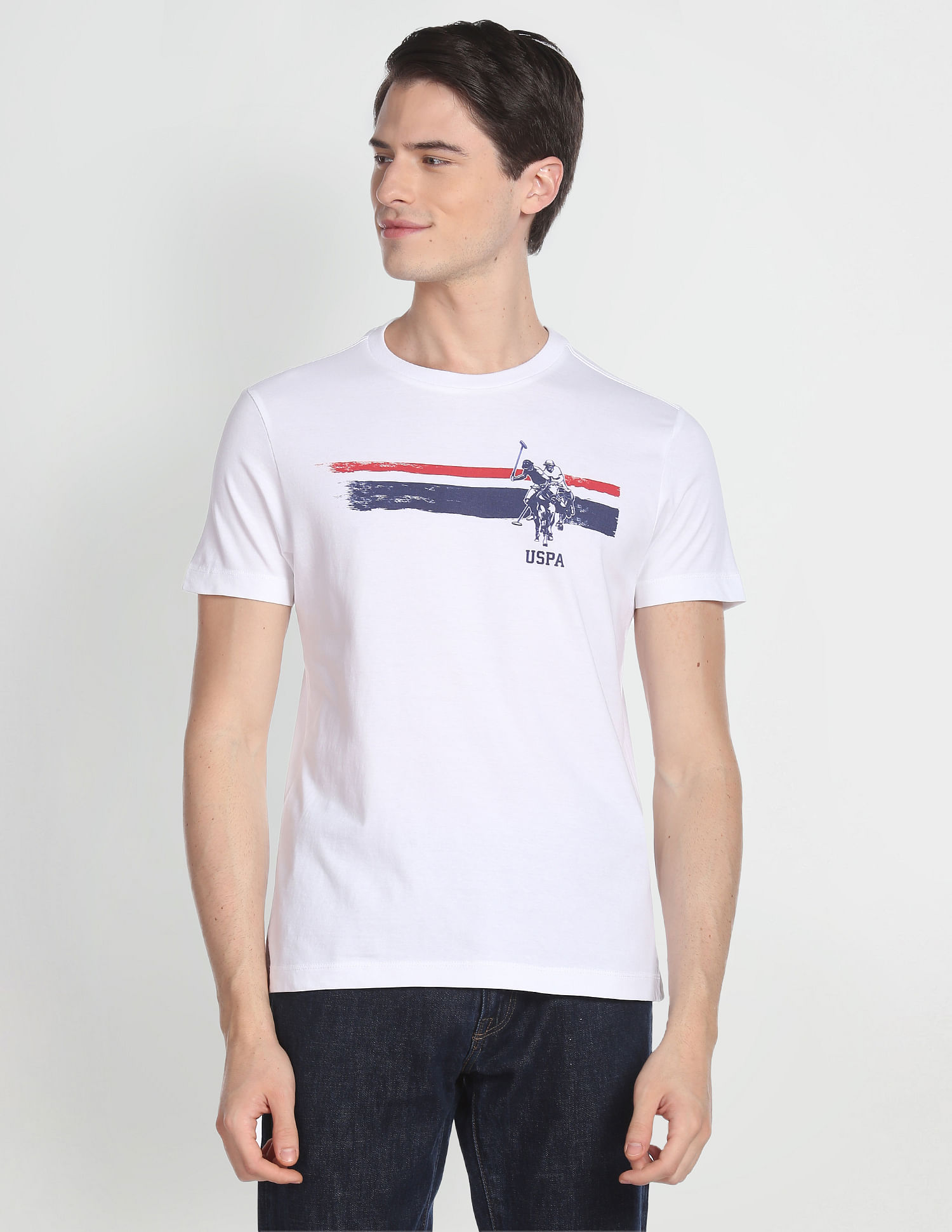 U.S. Polo Assn. Denim Co. Crew Neck Cotton Brand Print T-Shirt