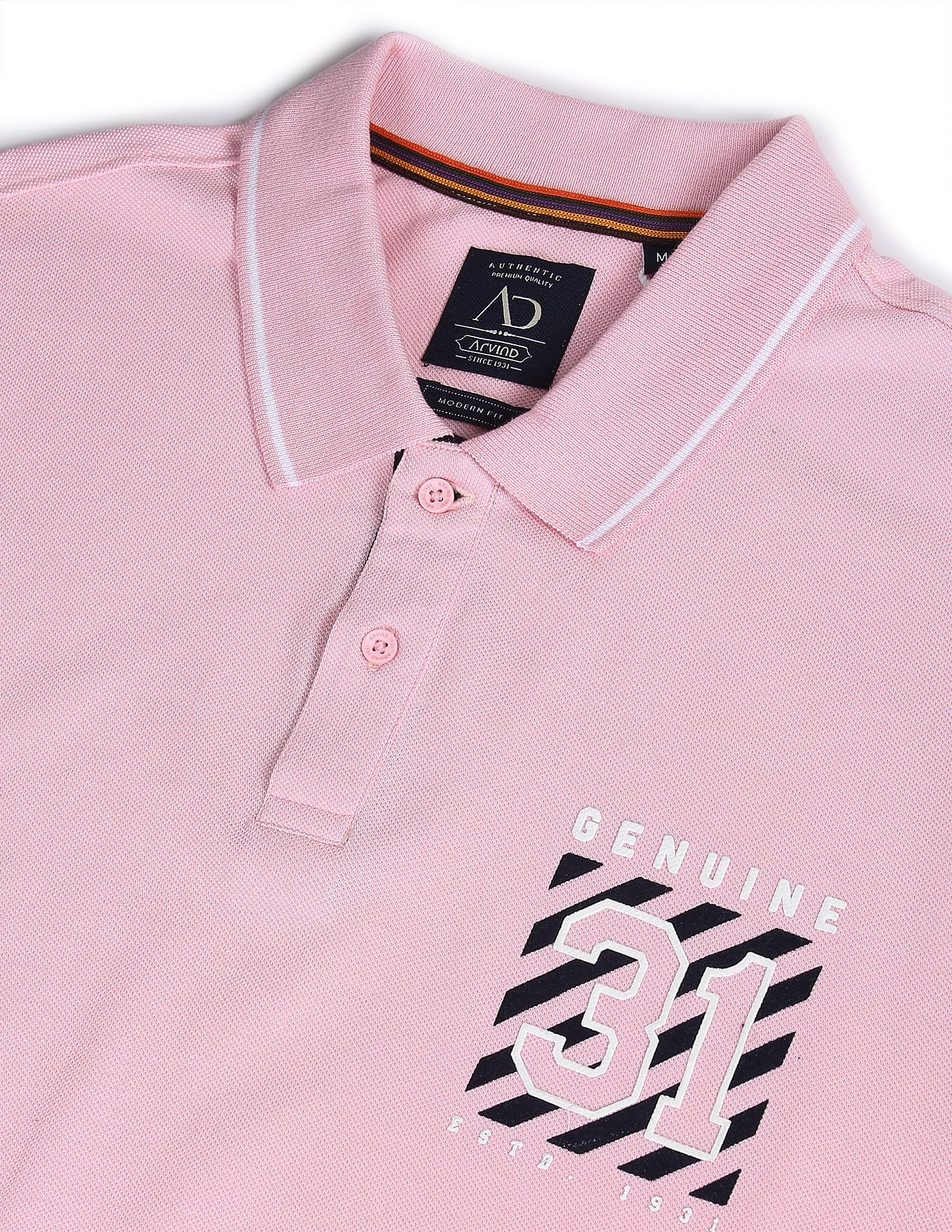 AD by Arvind Cotton Colour Block Polo Shirt