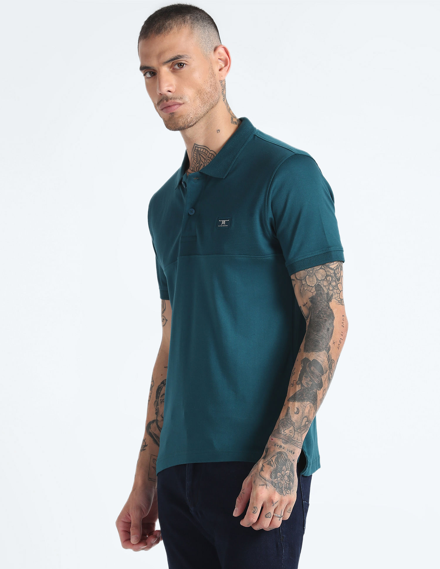 Flying Machine Solid Cotton Polo Shirt