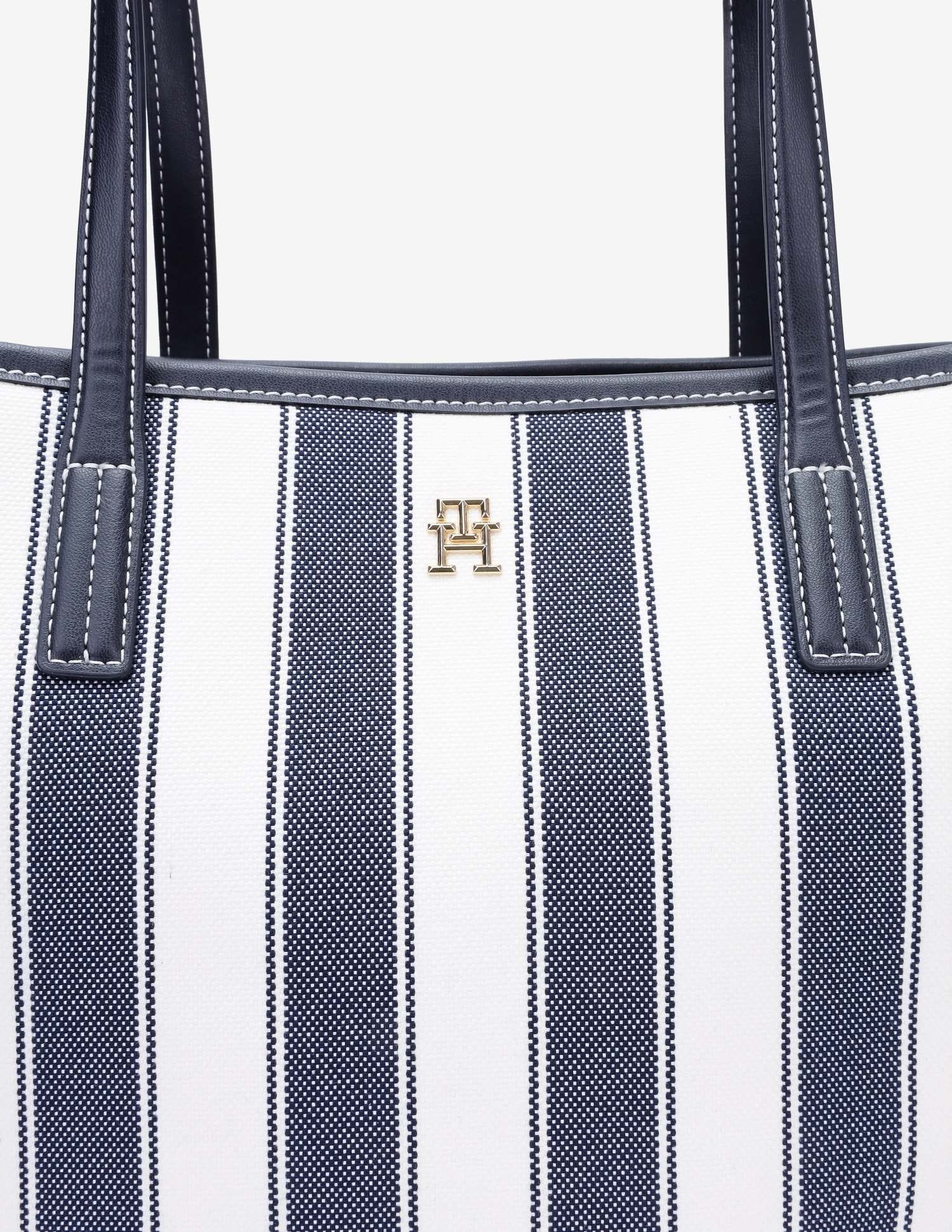 Buy Tommy Hilfiger Striped Blue Polyester Tote Bag - NNNOW.com