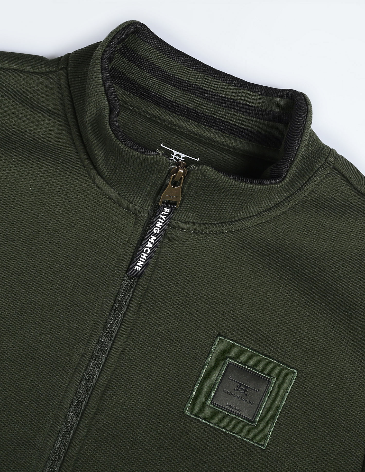 Flying Machine High Neck Solid Sweatshirt