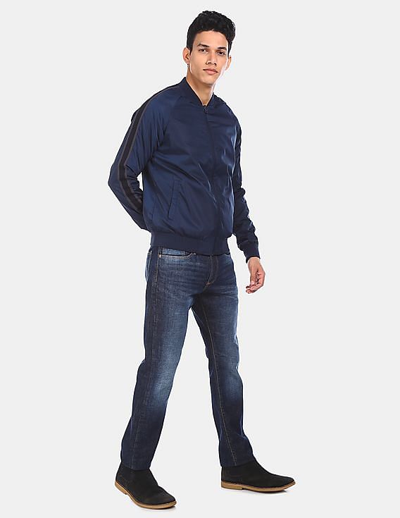 Flying Machine Raglan Sleeve Solid Bomber Jacket